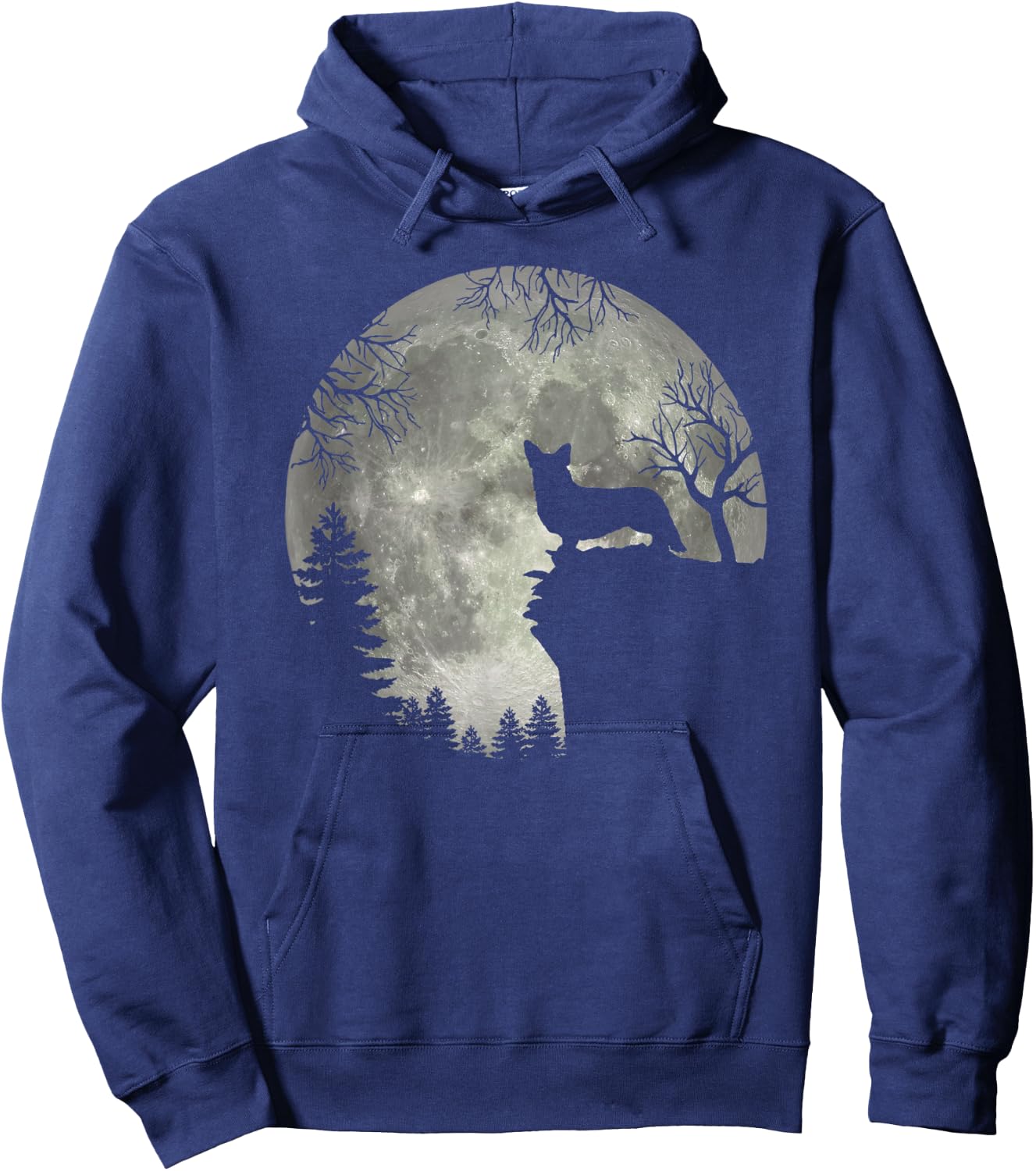 Cardigan Welsh Corgi And Moon Halloween Hoodie - Hoodie | Navy