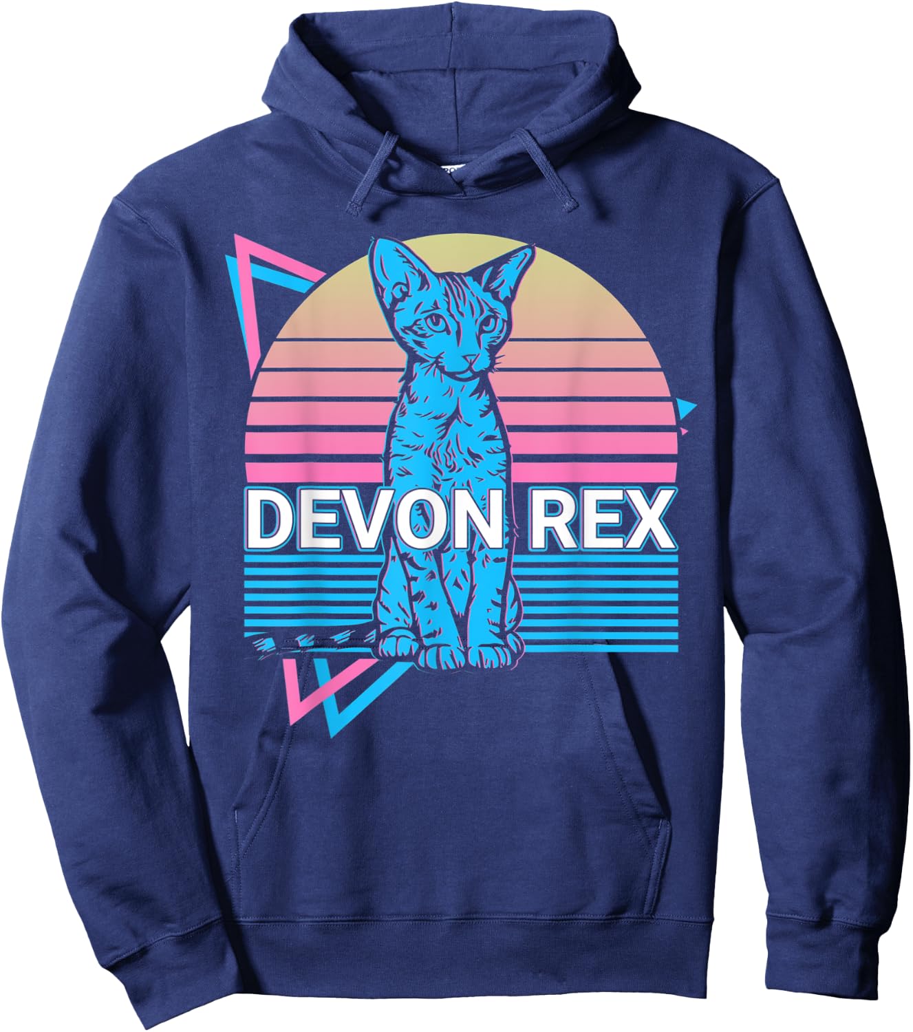 Devon Rex Cat Retro Hoodie - Hoodie | Navy