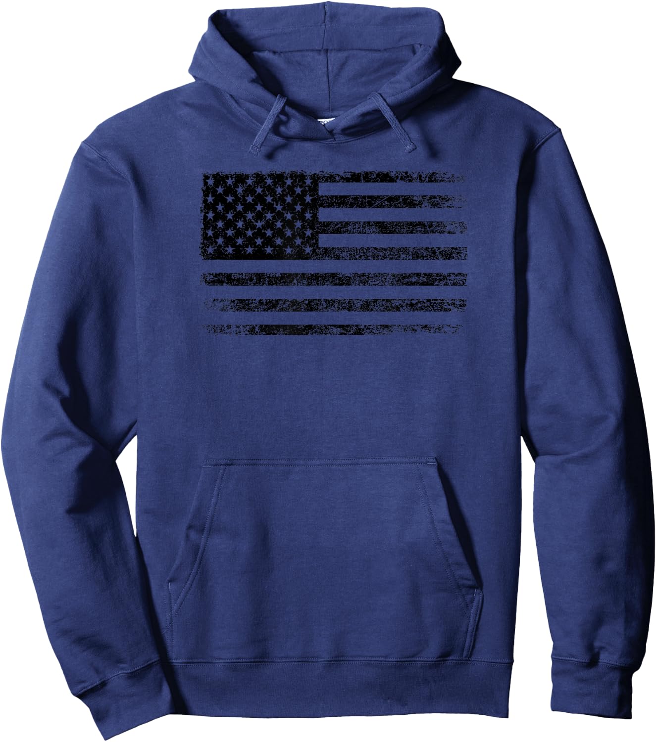 Distressed Black American Flag Hoodie - Hoodie | Navy