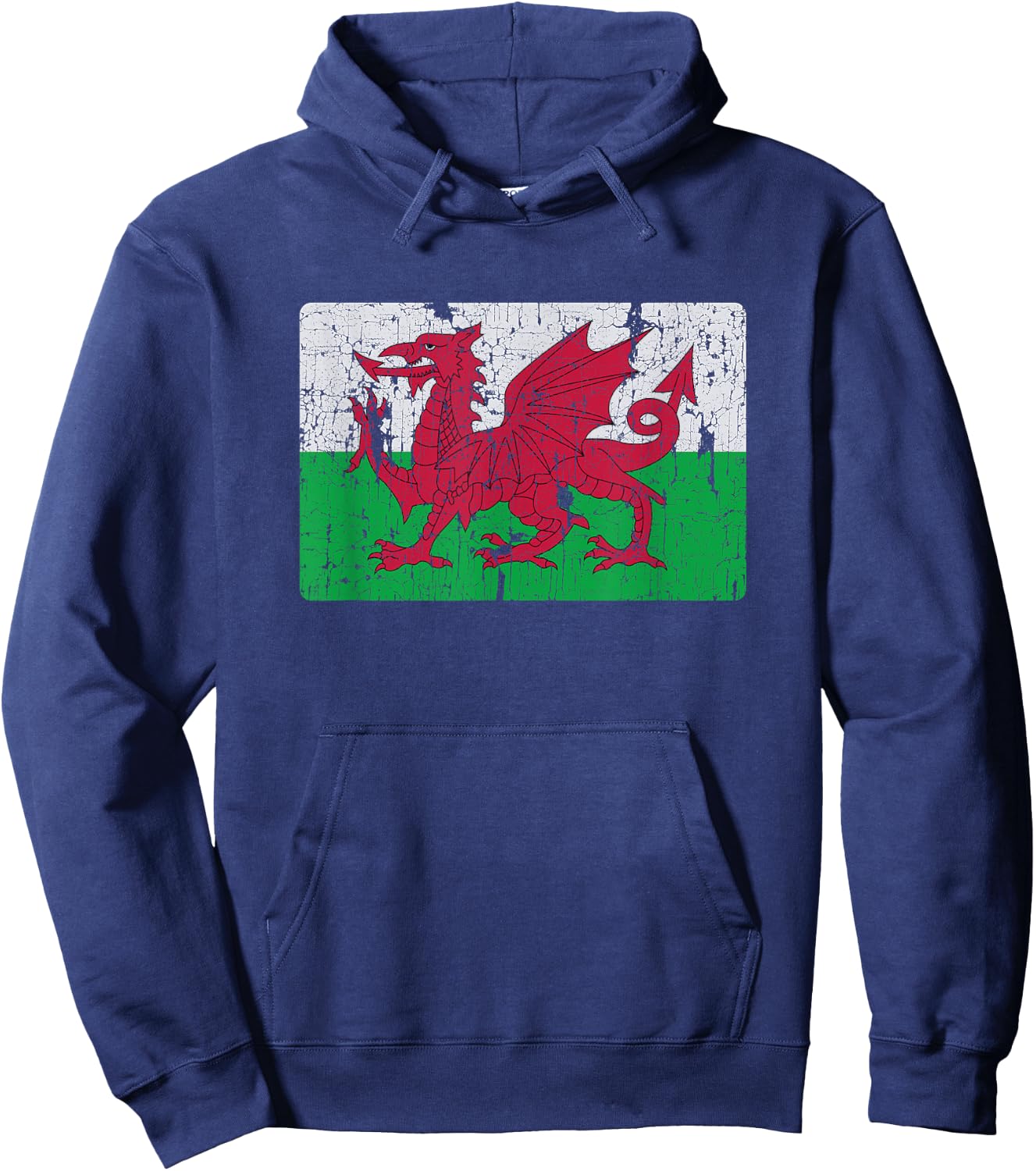 Vintage Welsh Flag Of Wales Souvenir Hoodie - Hoodie | Navy