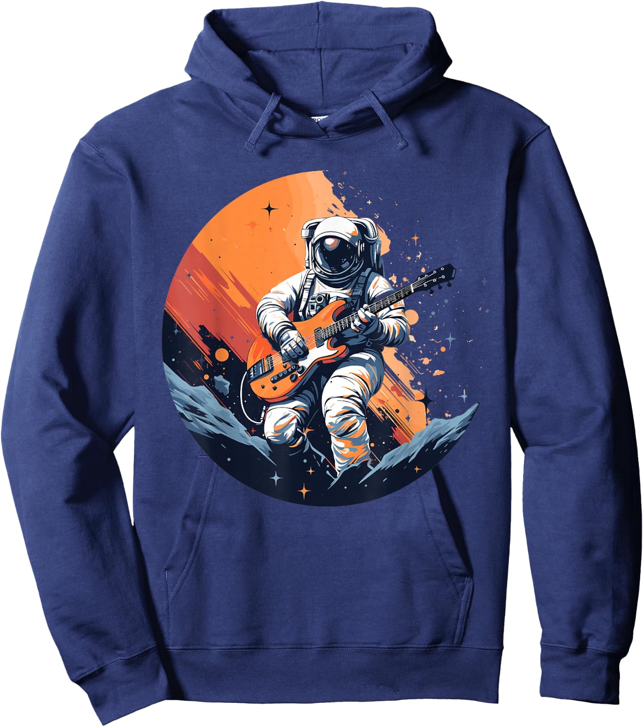 Cool Design with an Astronaut playing Guitar Hoodie - Hoodie | Navy