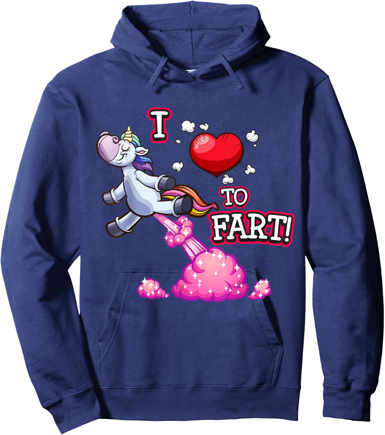 I Love to Fart a Unicorn Love Fart I Heart Fart Hoodie - Hoodie | Navy