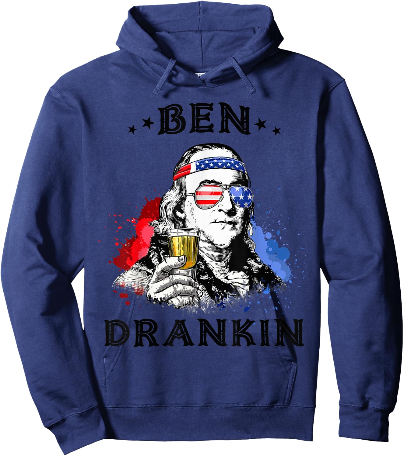 ben drankin 4th of july USA flag Women gift Hoodie - Hoodie | Navy
