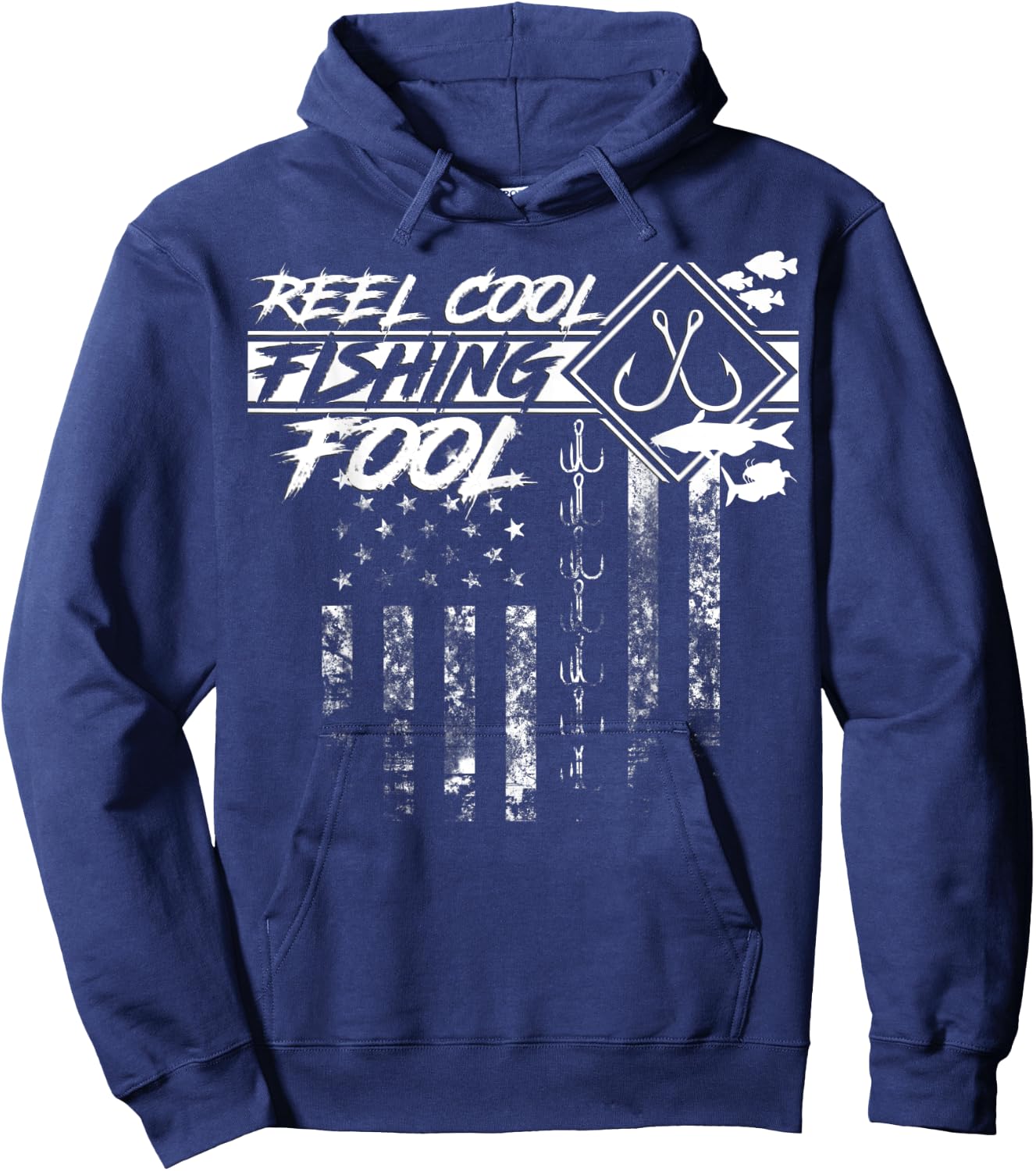 Reel Cool Fishing Fool American Flag Shirt Men Hoodie - Hoodie | Navy