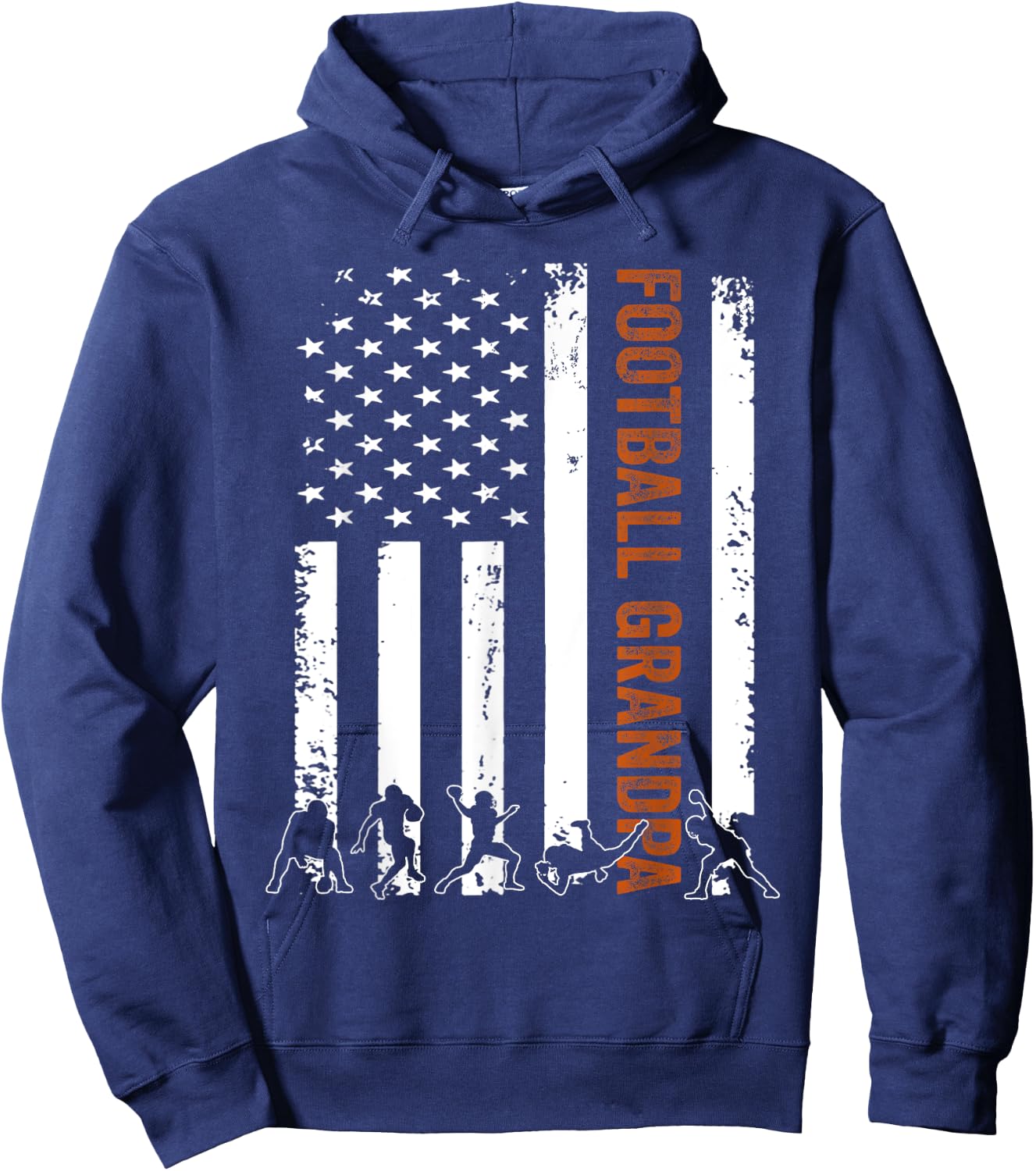 Football Grandpa Flag USA Gift Football Grandpa Hoodie - Hoodie | Navy