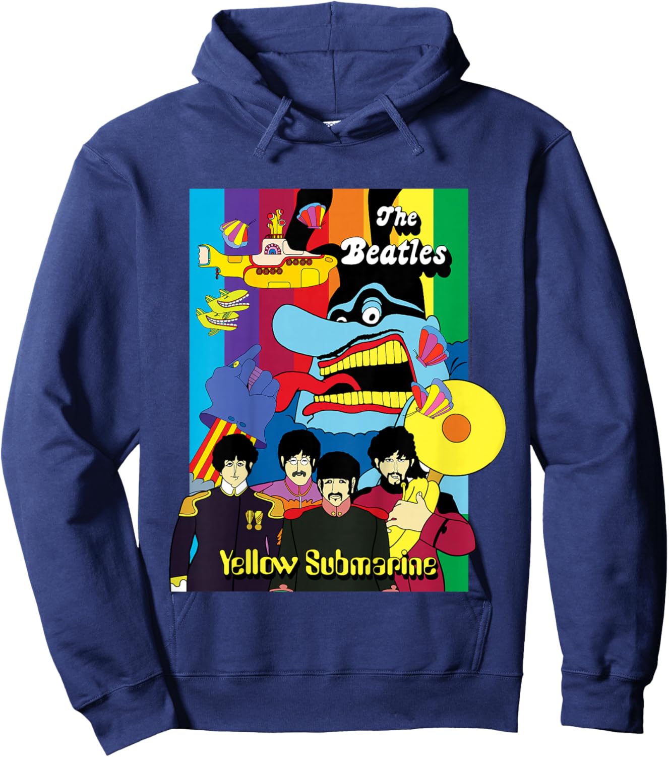 The Beatles - Yellow Submarine Collage Poster Hoodie - Hoodie | Navy
