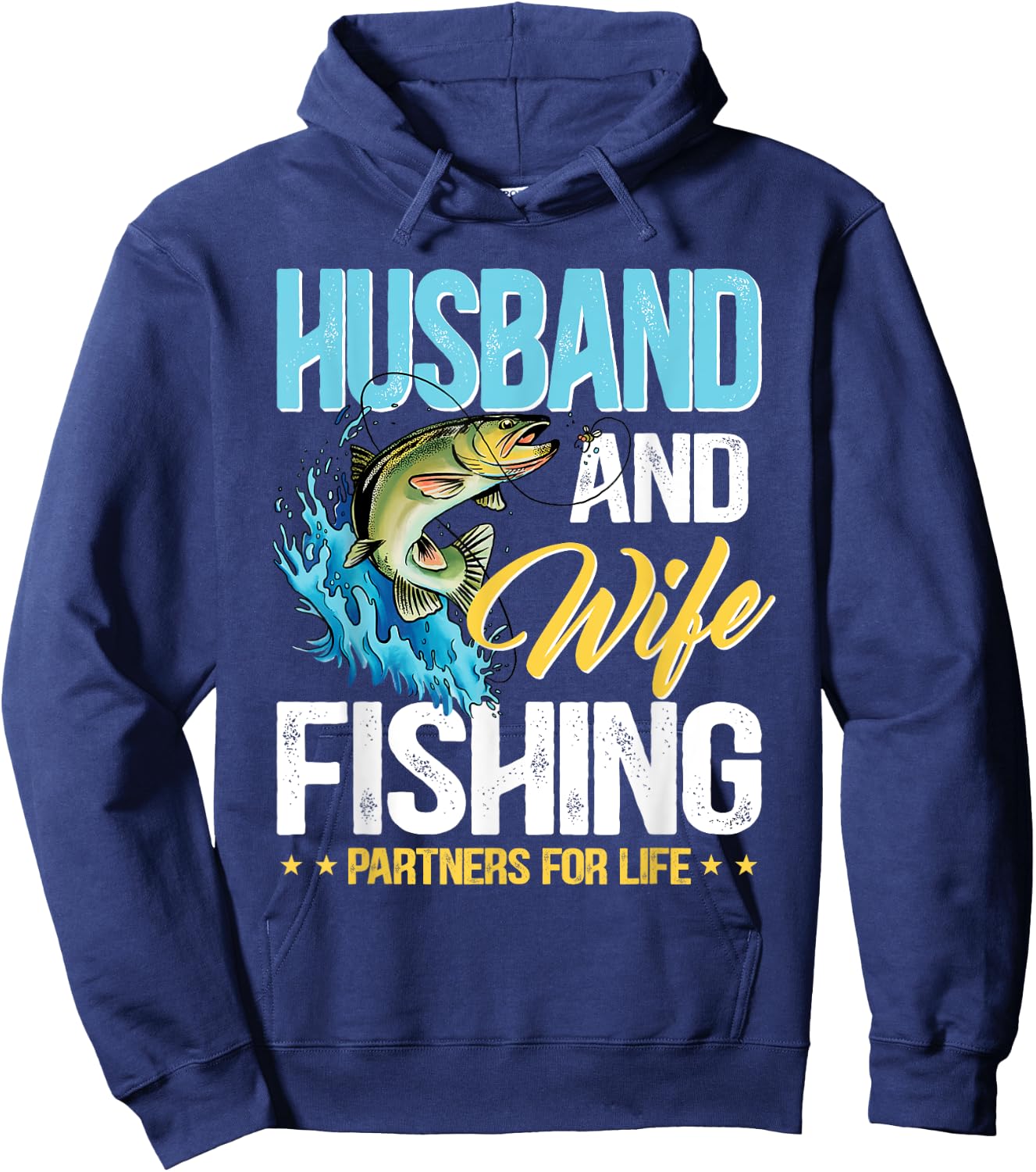 Husband and wife fishing partners for life Hoodie - Hoodie | Navy