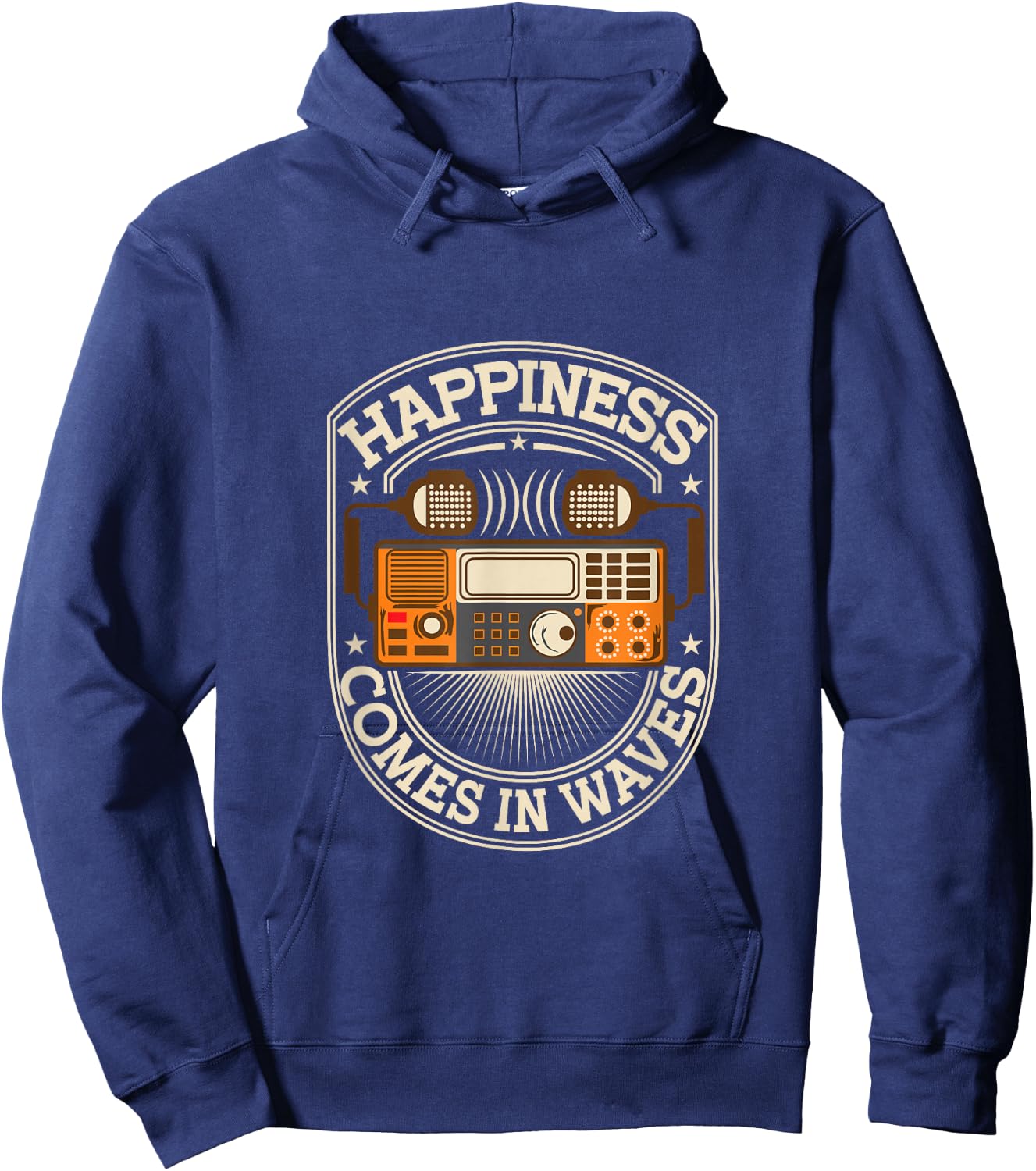 Happiness Comes In Waves | Ham Radio Hoodie - Hoodie | Navy