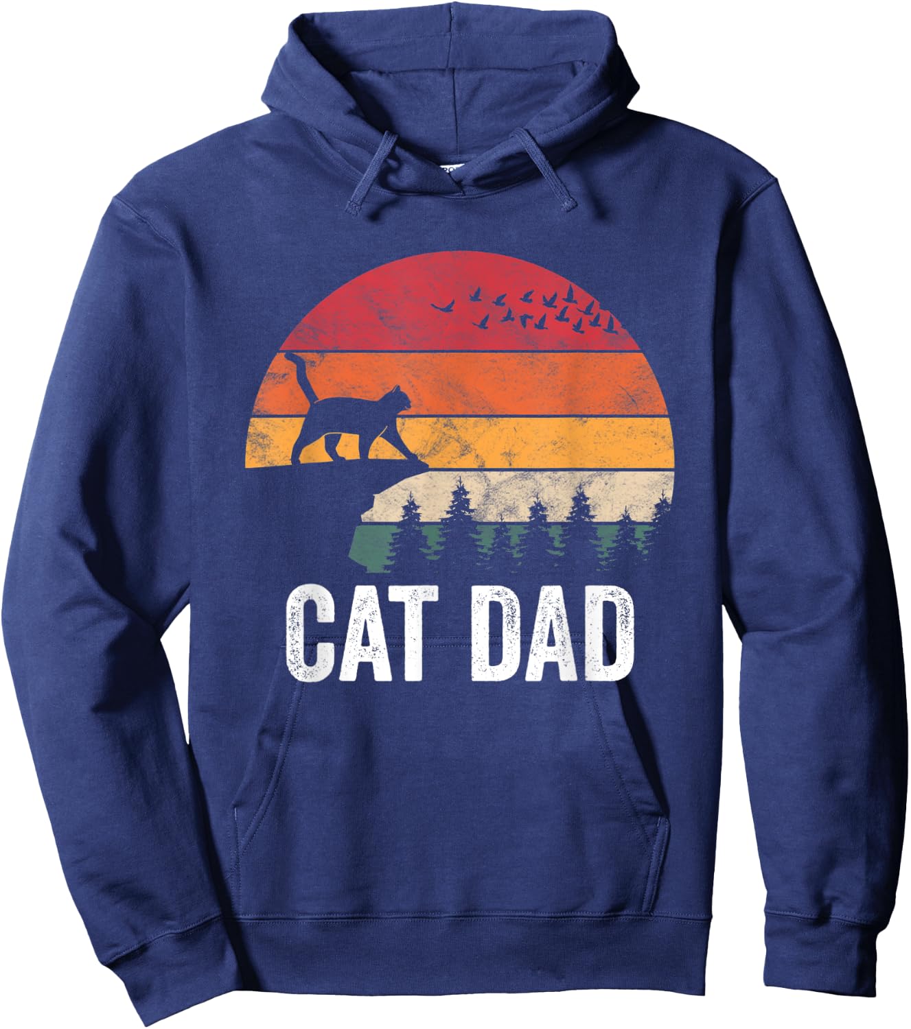 Best Cat Dad Retro Cat Lover Father Hoodie - Hoodie | Navy