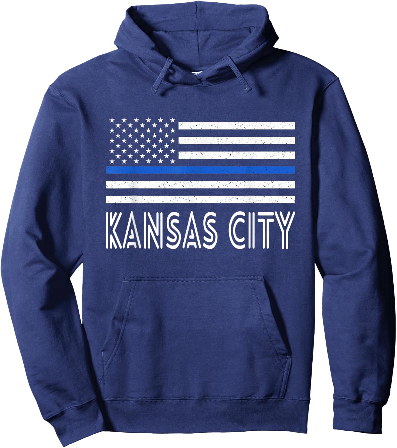 Thin Blue Line Heart Kansas City Police Officer Hoodie - Hoodie | Navy
