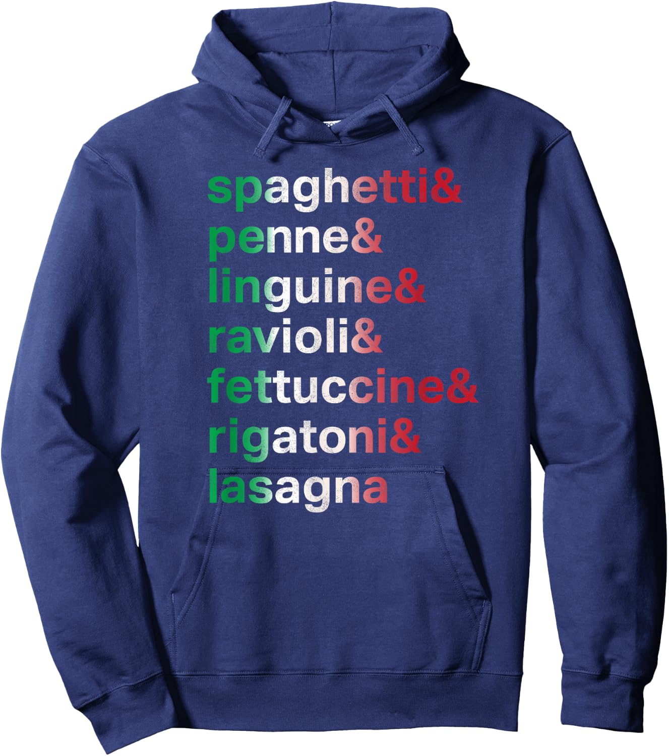 Pasta Italian Food Foodie Chef List of Pastas Hoodie - Hoodie | Navy