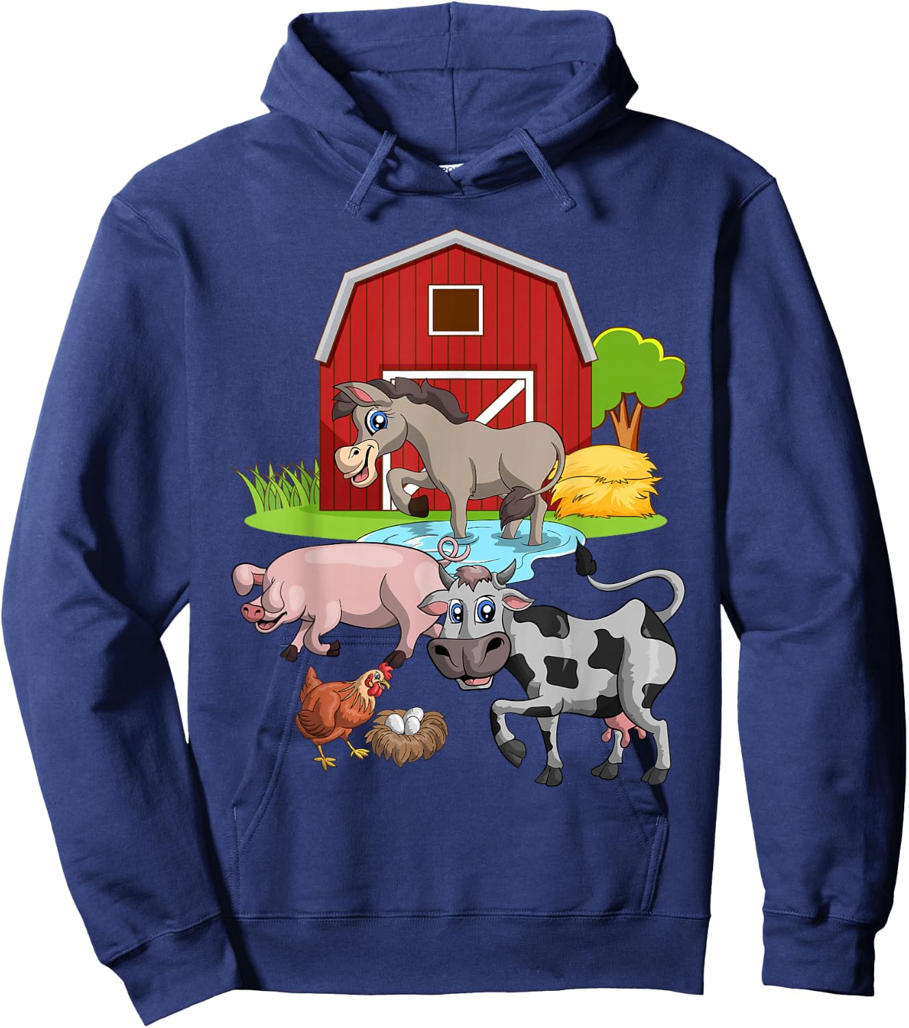 Donkey Pig Chicken Cow Agriculture Farm Animal Hoodie - Hoodie | Navy