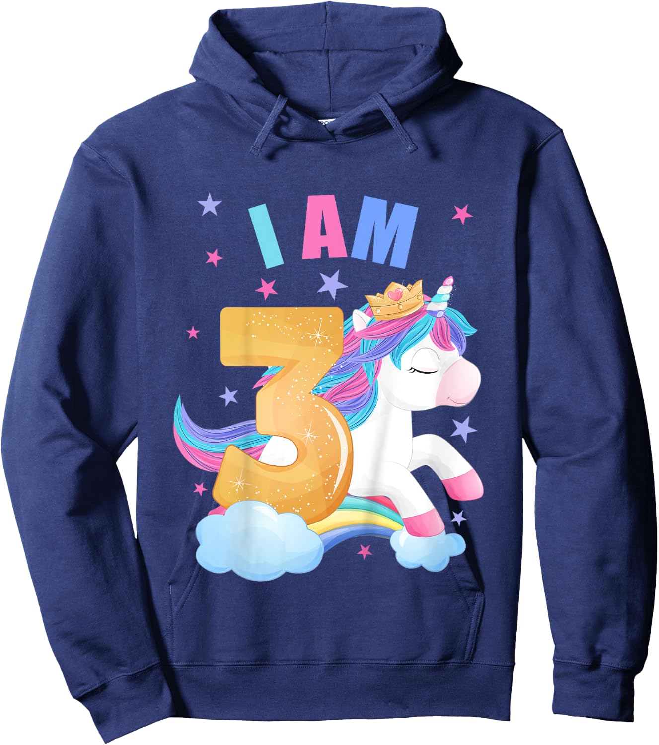 3 Years old 3 birthday outfit Boy girl Unicorn Hoodie - Hoodie | Navy