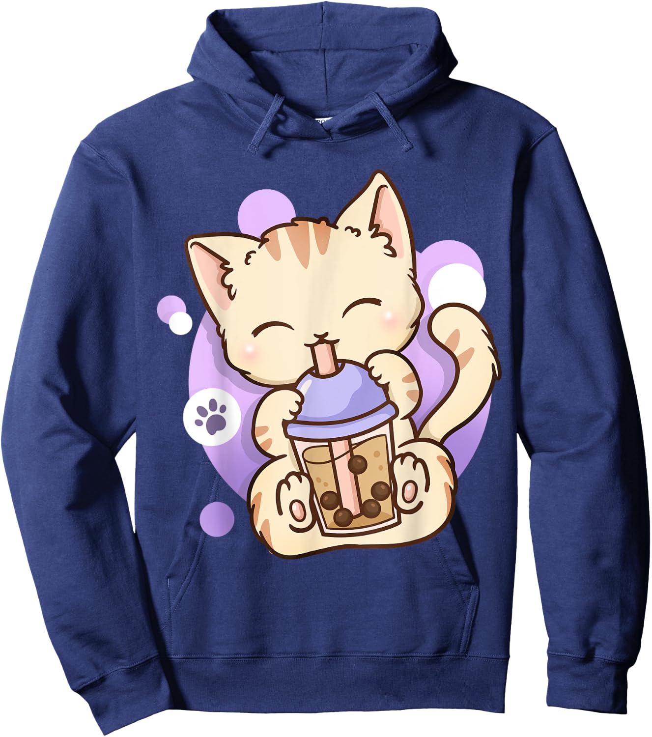 Cat Boba Tea Bubble Tea Anime Kawaii Neko Hoodie - Hoodie | Navy