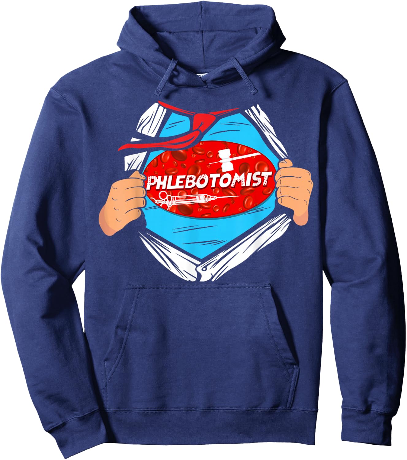 Phlebotomist Tech Technician Superhero Hoodie - Hoodie | Navy