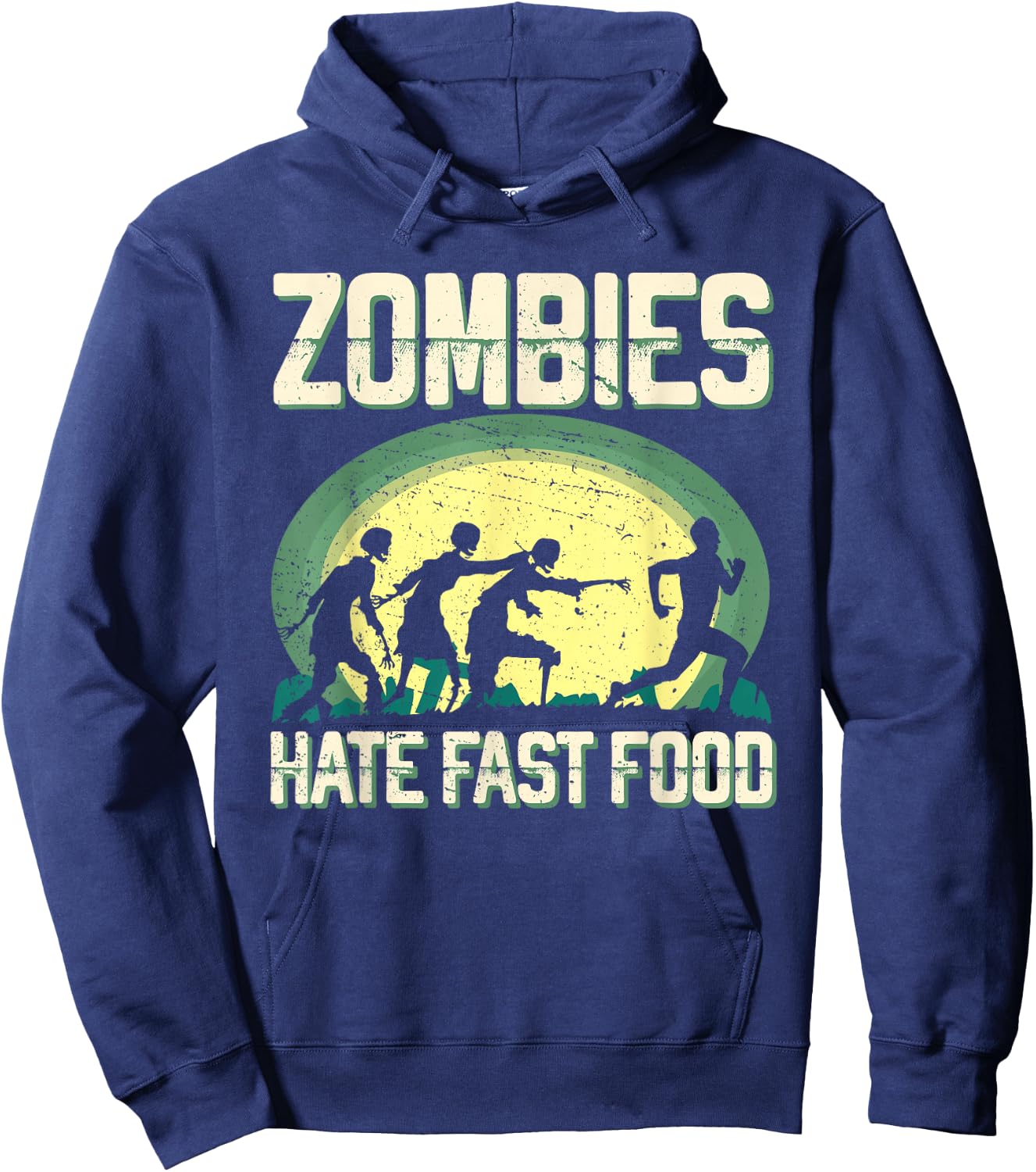Zombie Hate Fast Food Runner Marathon Apparel Hoodie - Hoodie | Navy