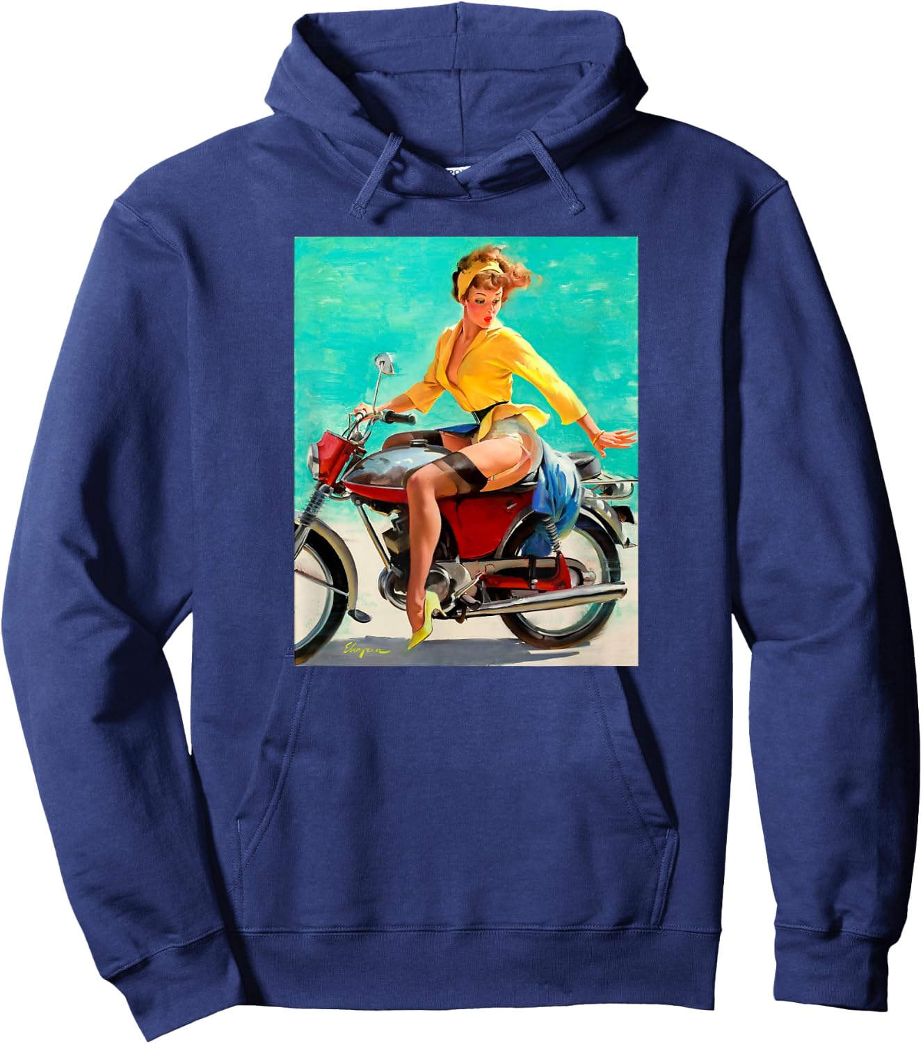 Motorcycle Pinup Girl Vintage Pin up Biker Sexy Hoodie - Hoodie | Navy