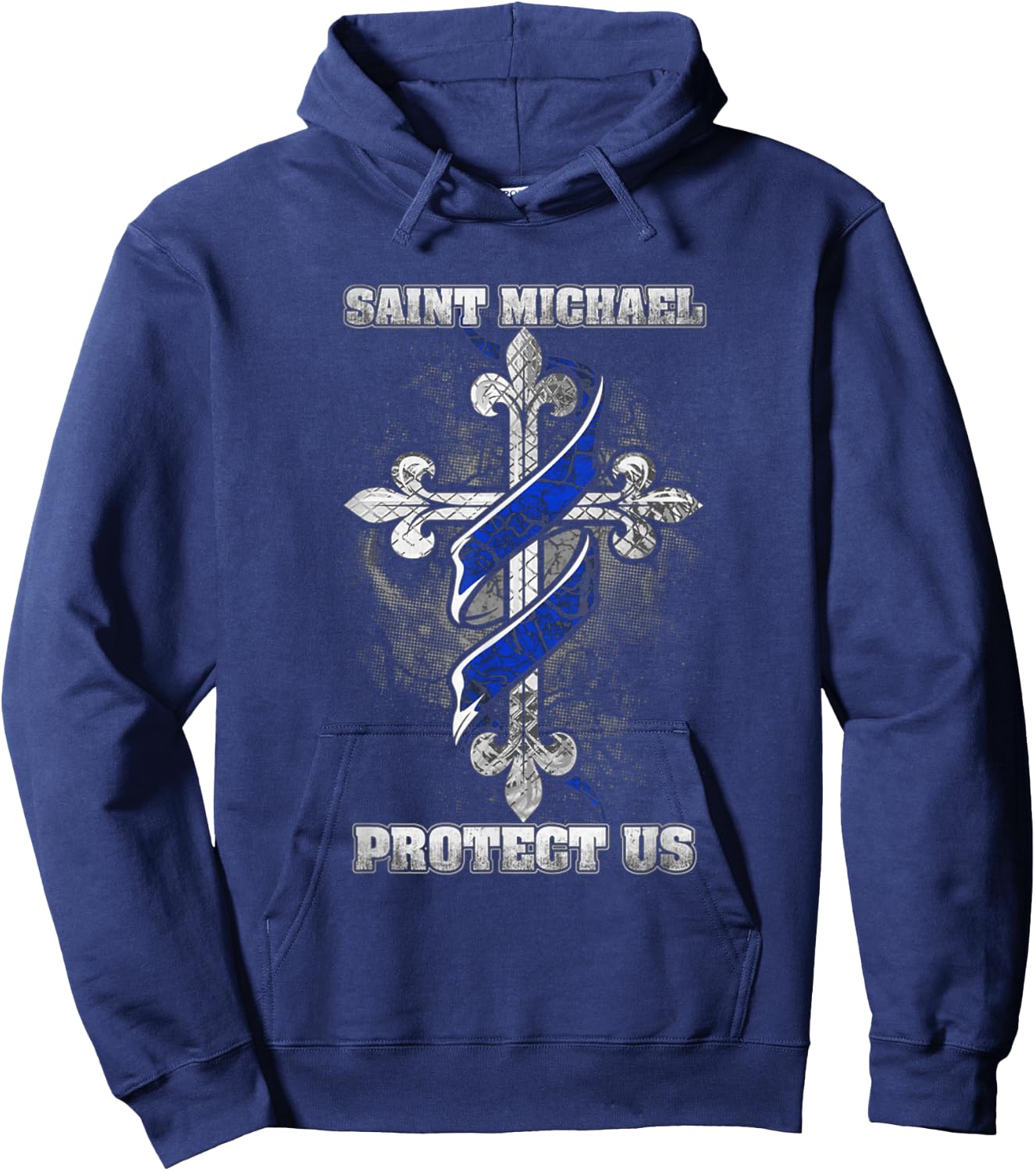 Thin Blue Line St. Michael Protect Us Hoodie - Hoodie | Navy