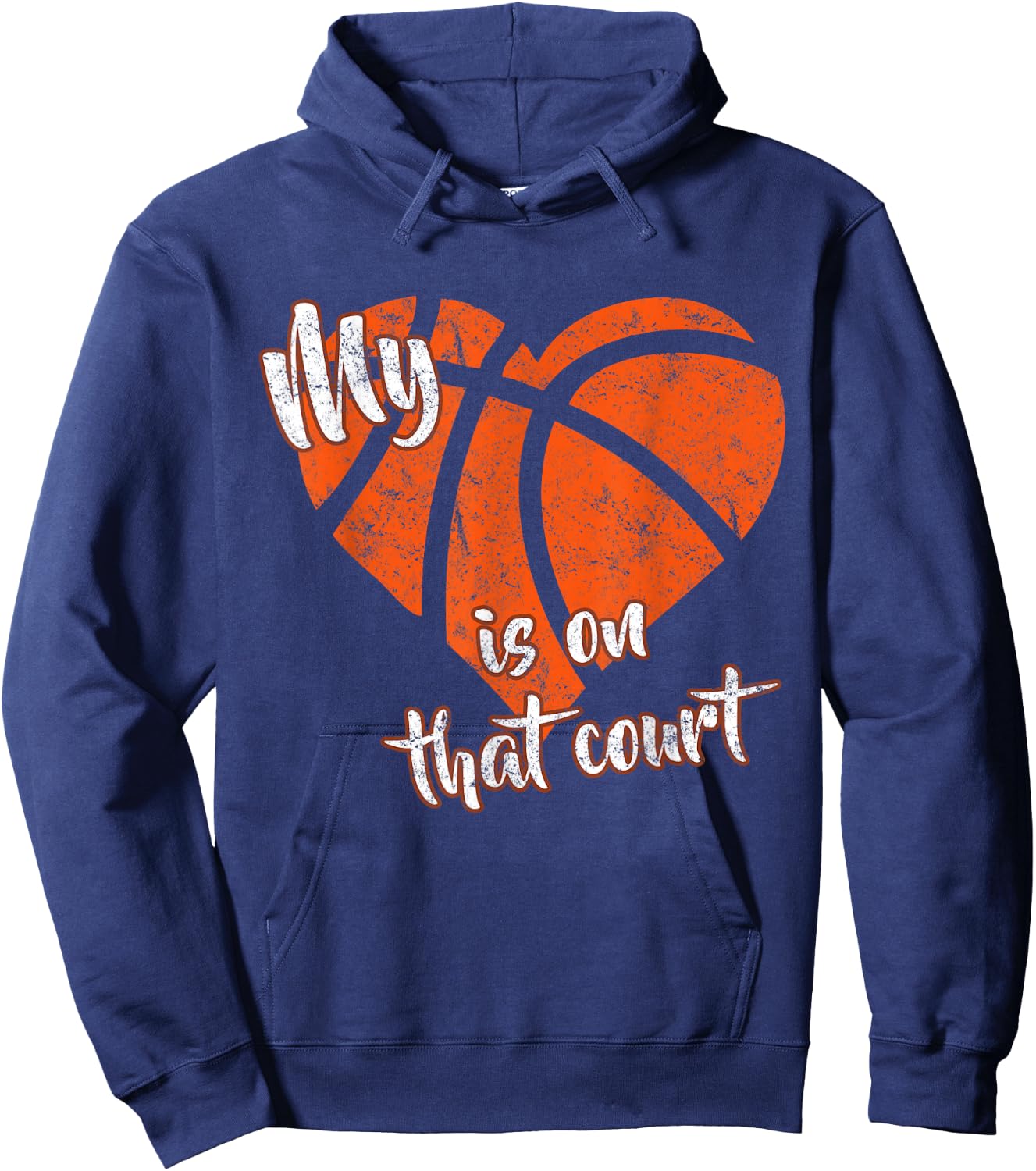 My Heart Is On That Court Basketball Hoodie - Hoodie | Navy