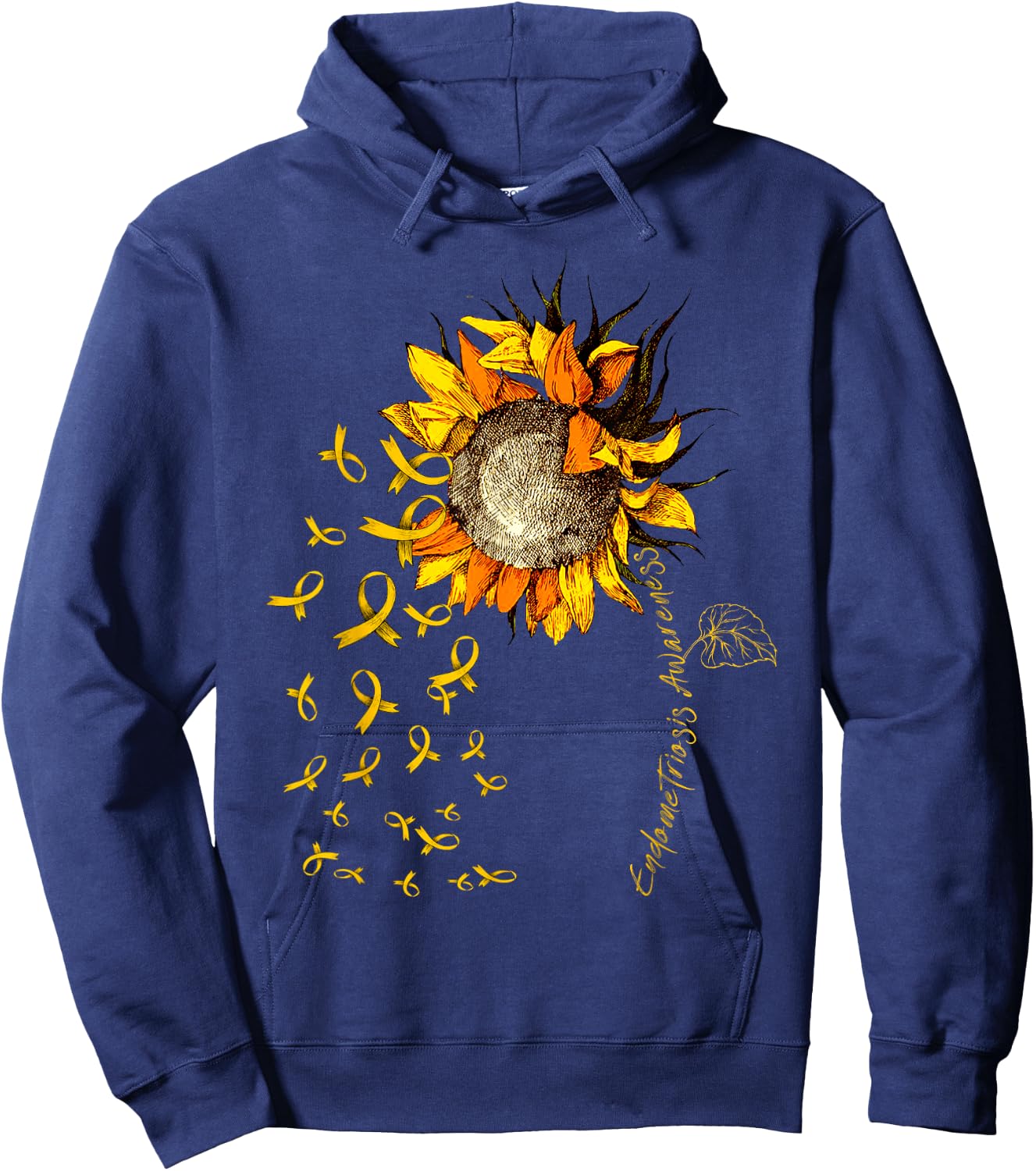 ENDOMETRIOSIS Awareness Sunflower Hoodie - Hoodie | Navy