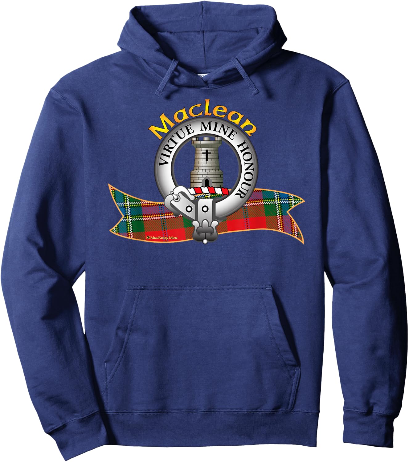 Maclean Clan Tartan Crest Motto Hoodie - Hoodie | Navy