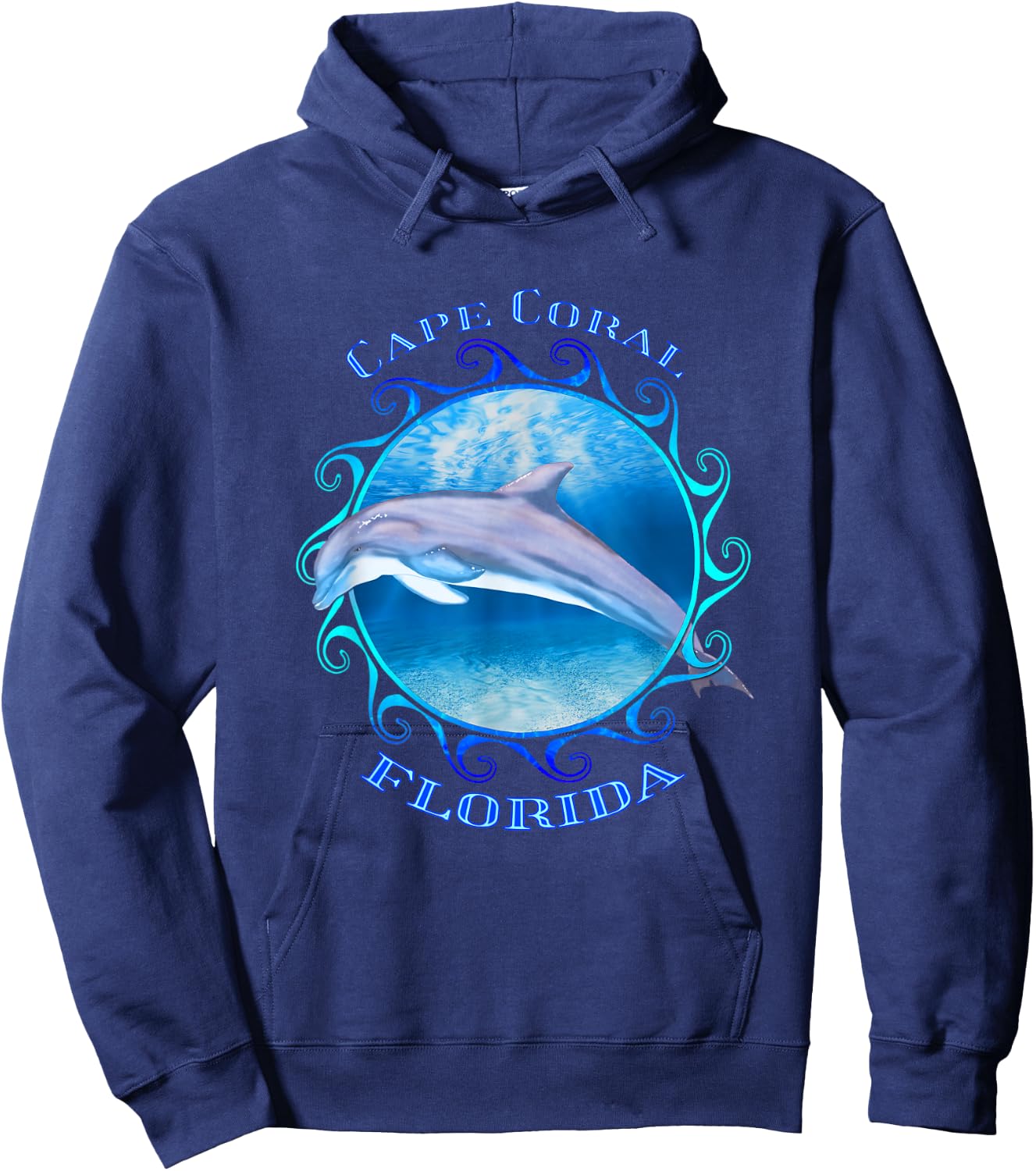 Cape Coral Florida Vacation Souvenir Dolphin Hoodie - Hoodie | Navy