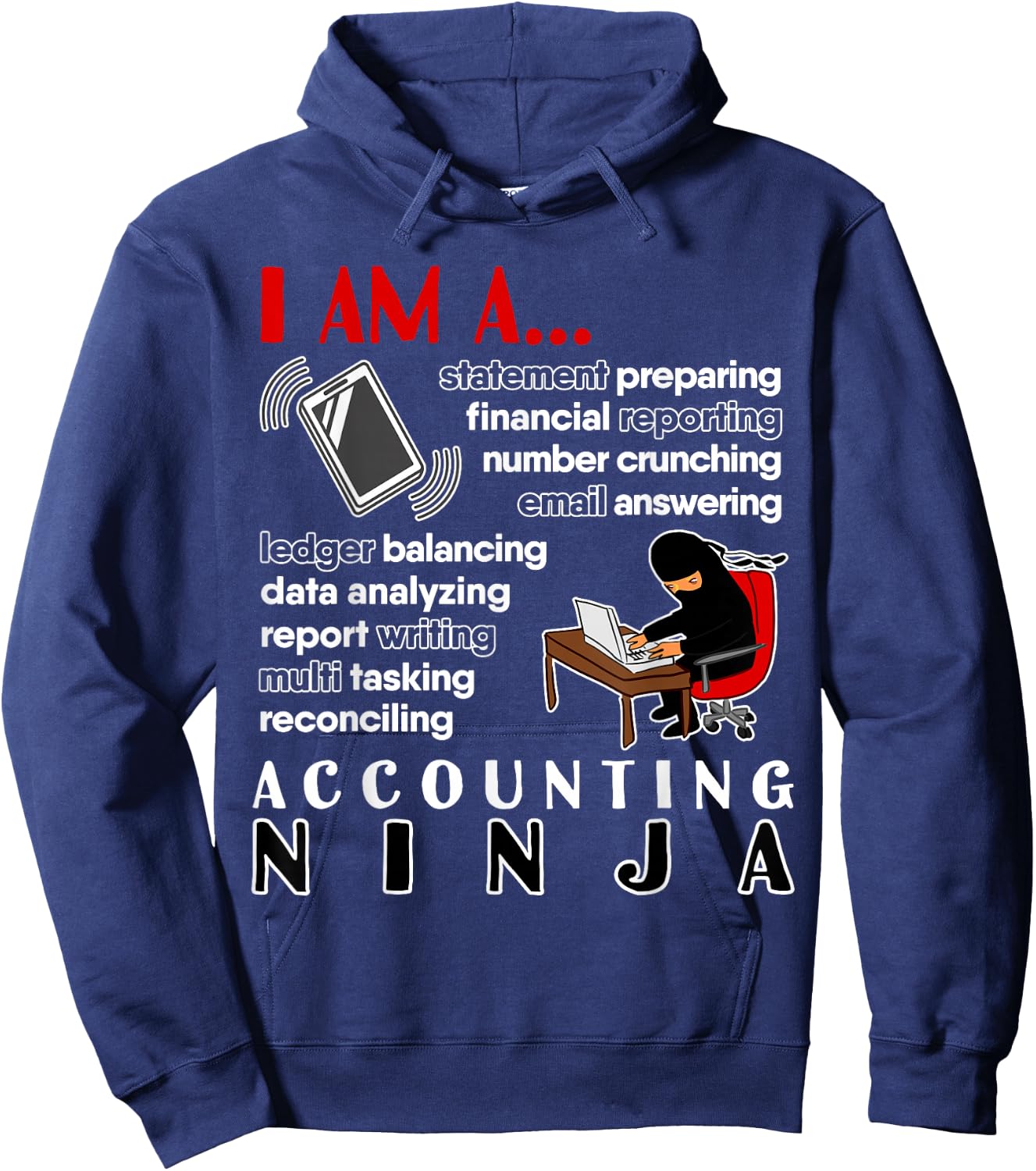 Funny Finance Tax Accounting Ninja Hoodie - Hoodie | Navy