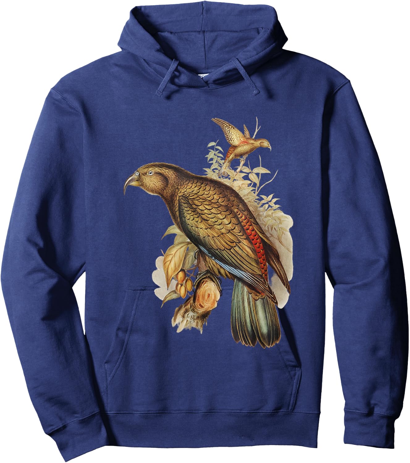 Vintage Kea Parrot Birds Illustration & Women Hoodie - Hoodie | Navy