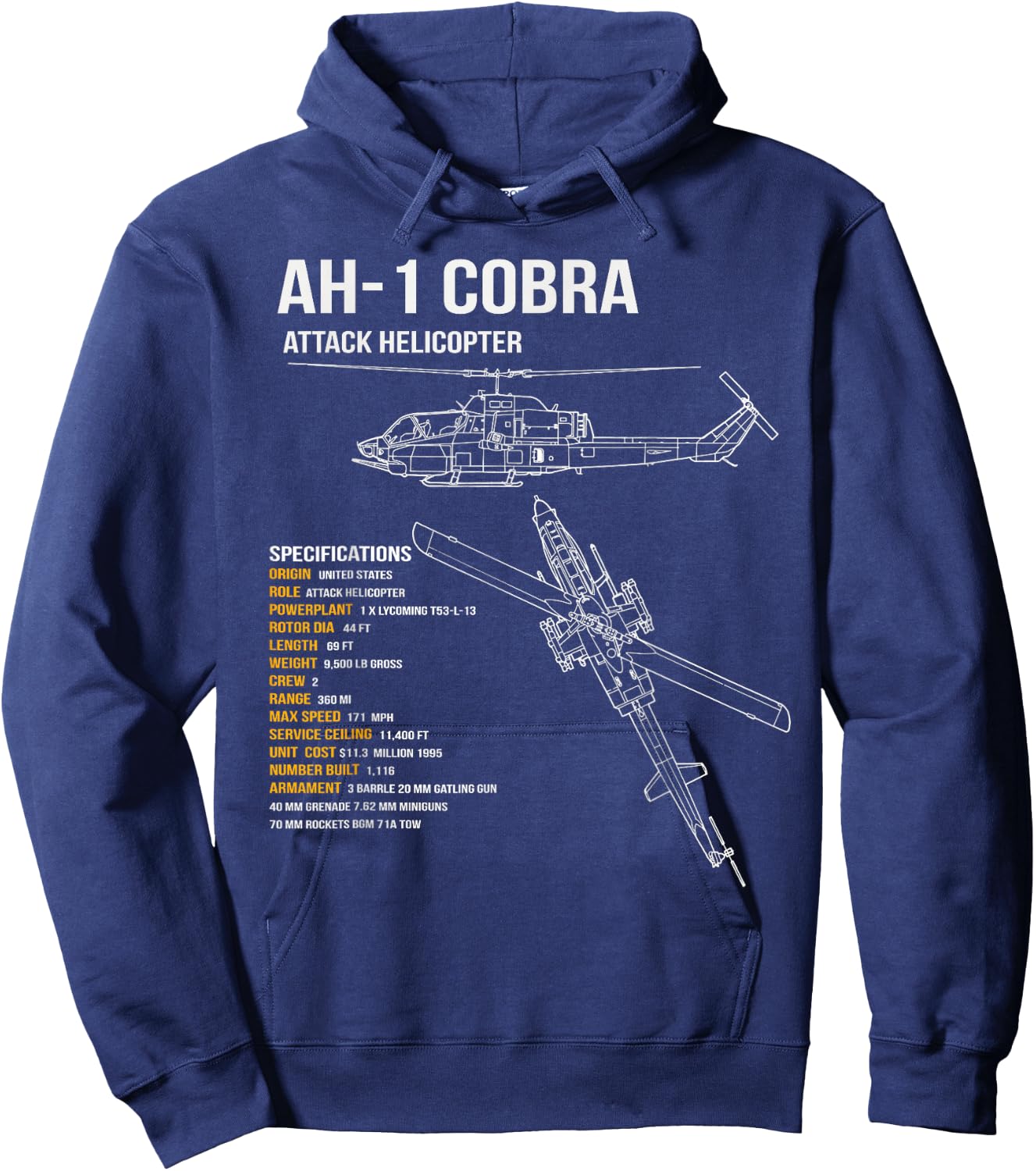 AH-1 Cobra Helicopter Hoodie - Hoodie | Navy