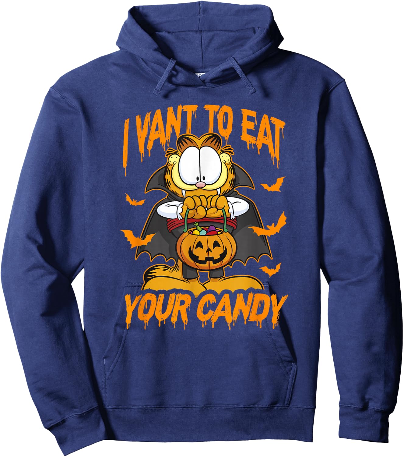 Garfield Halloween I Want To Eat Your Candy Hoodie - Hoodie | Navy