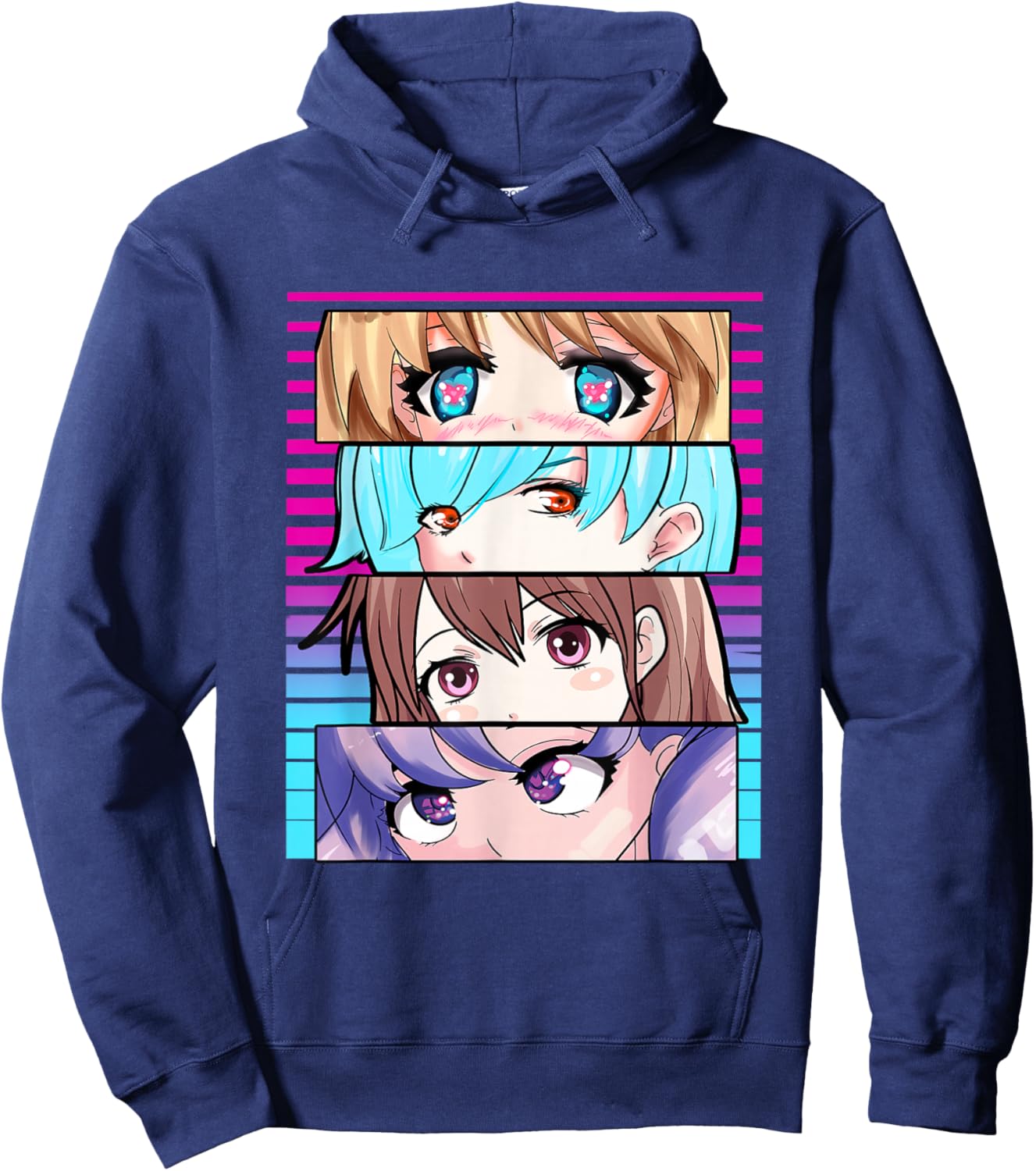Otaku Anime Eyes Otaku Weeb Waifu Cute Girls Hoodie - Hoodie | Navy