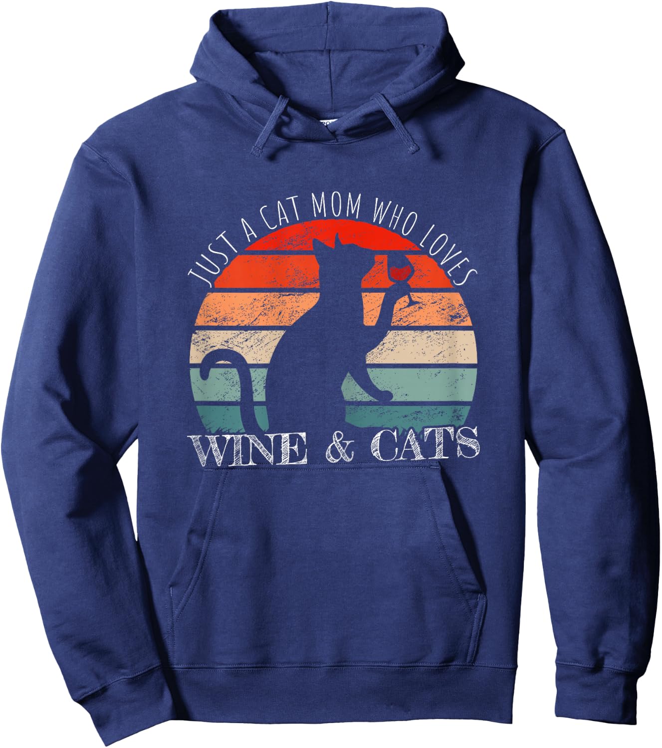 Funny Wine Cats Saying & Cat Mom Hoodie - Hoodie | Navy