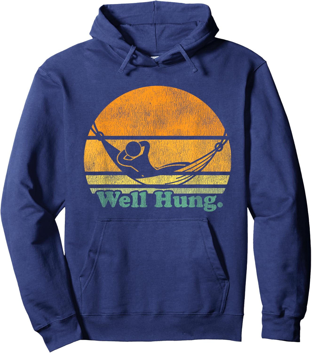 Well Hung Funny Hammock Pun Design Hoodie - Hoodie | Navy
