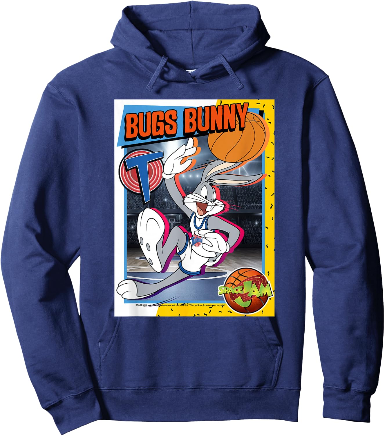 Space Jam Classic Bugs Bunny Basketball Card Hoodie - Hoodie | Navy
