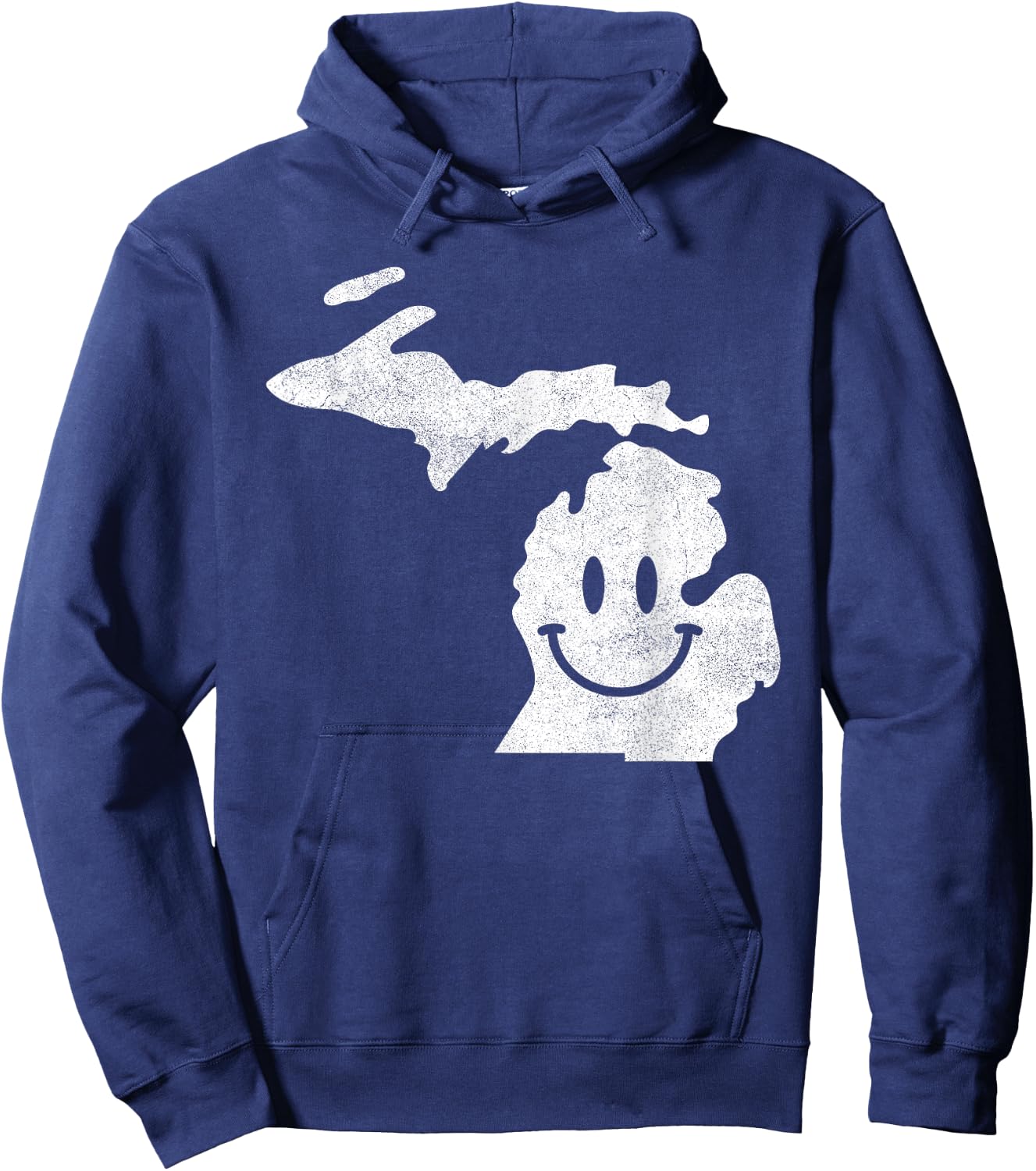 Smiling in MI – Funny Michigan Happy Face Hoodie - Hoodie | Navy