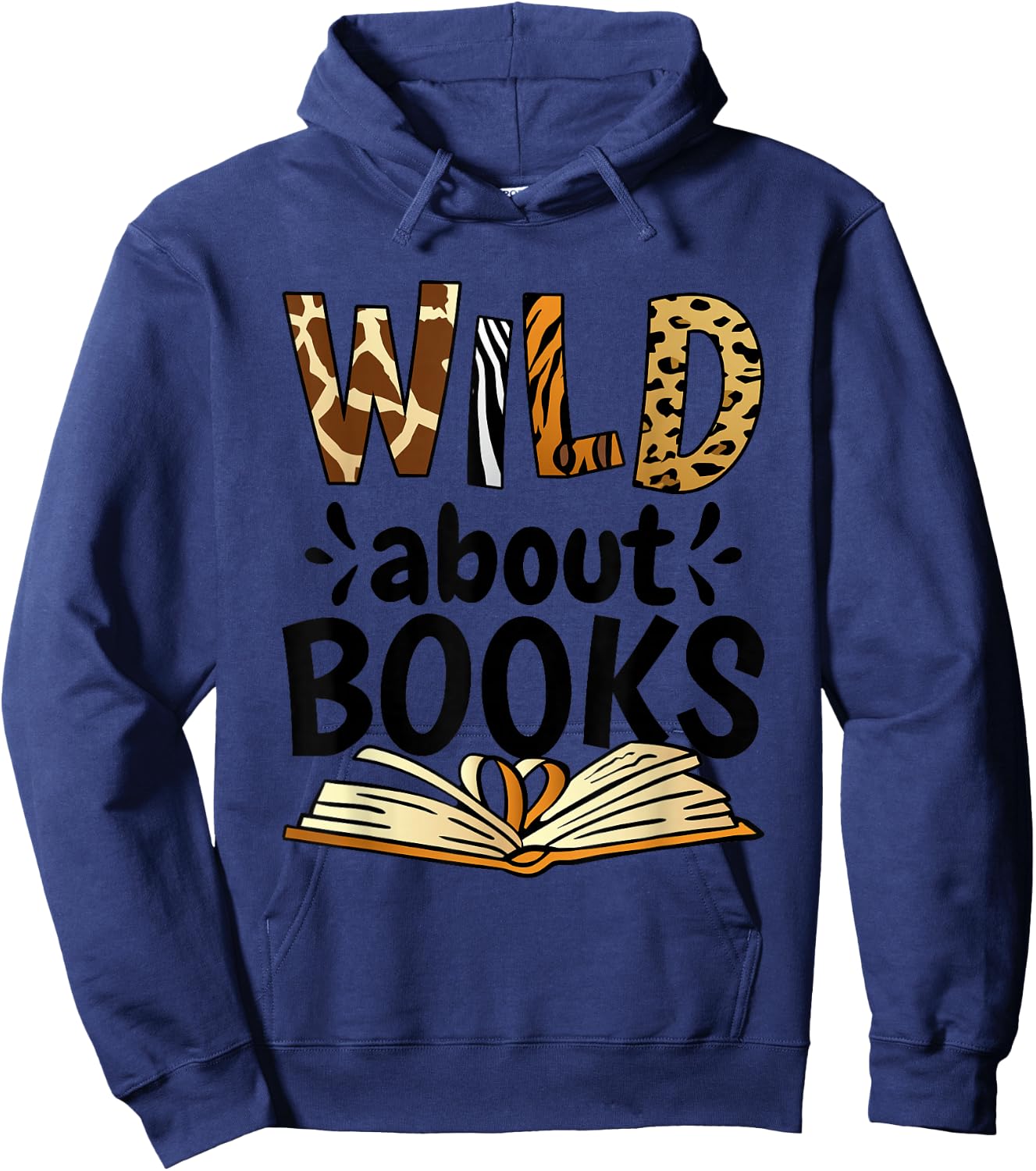 Wild About Books, Booklover & Bibliophile Hoodie - Hoodie | Navy
