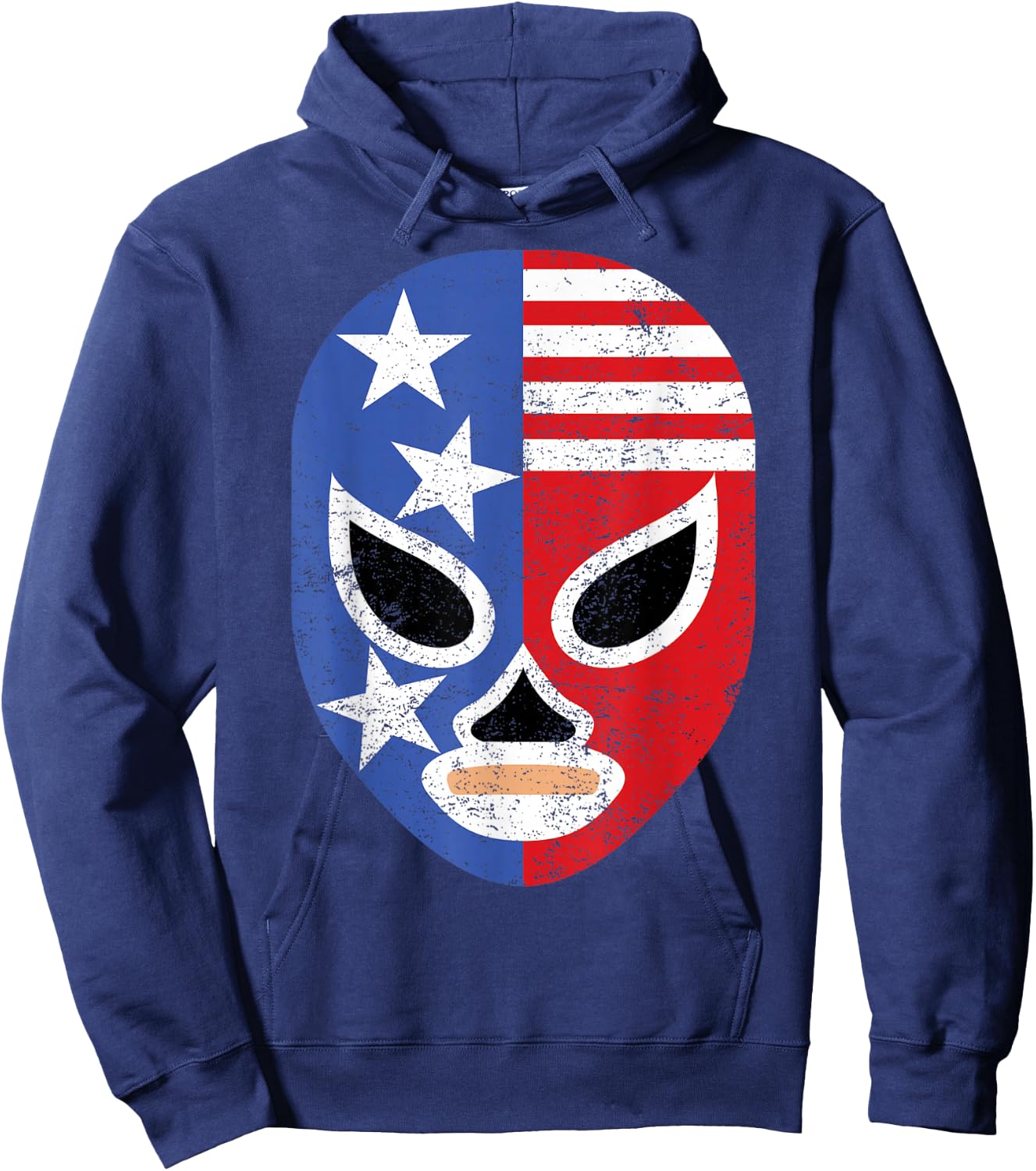 Retro USA Flag Pro Wrestling Lucha Libre Mask Hoodie - Hoodie | Navy
