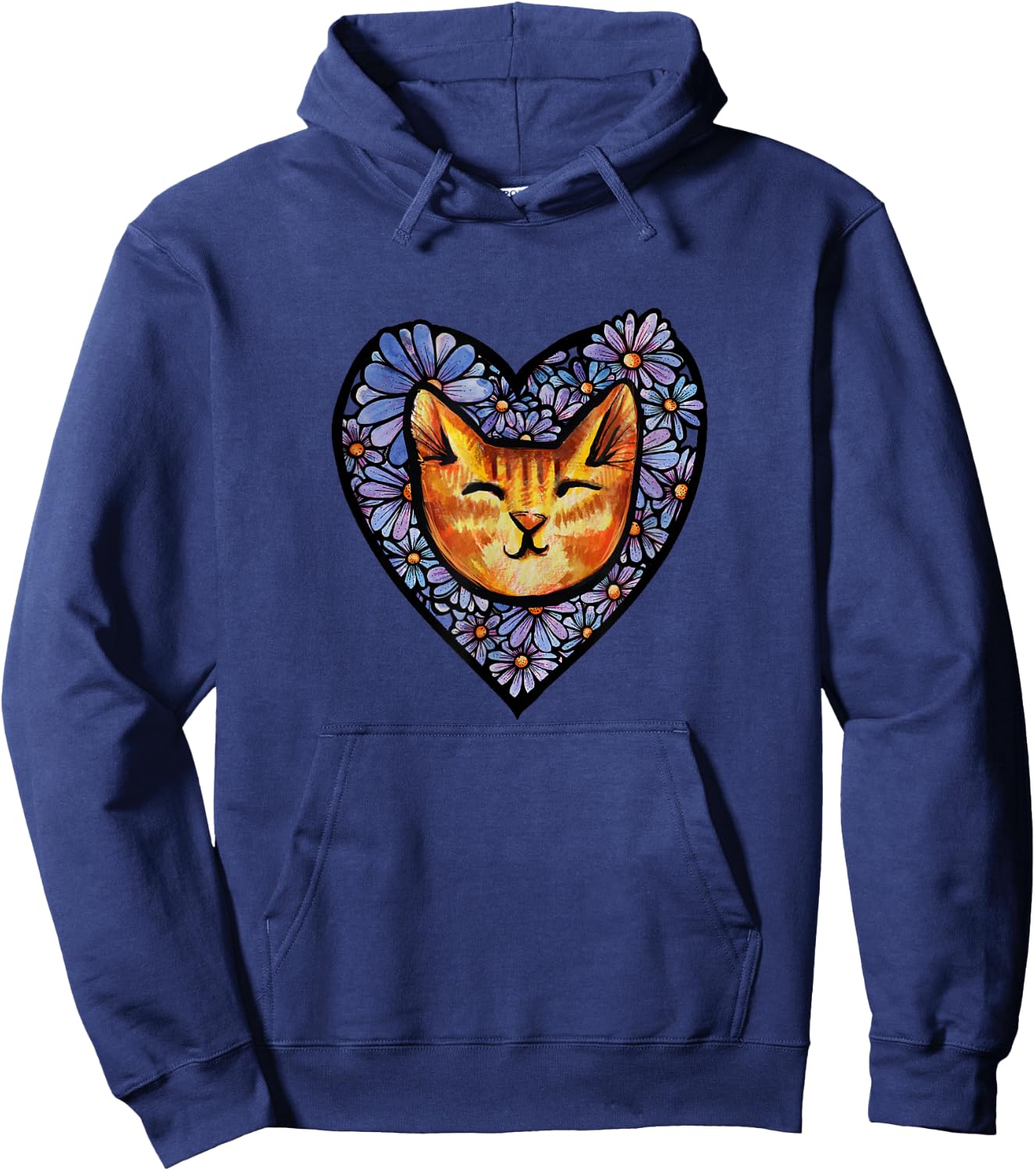 Orange Tiger Stripe Cat Tabby Men Women Hoodie - Hoodie | Navy