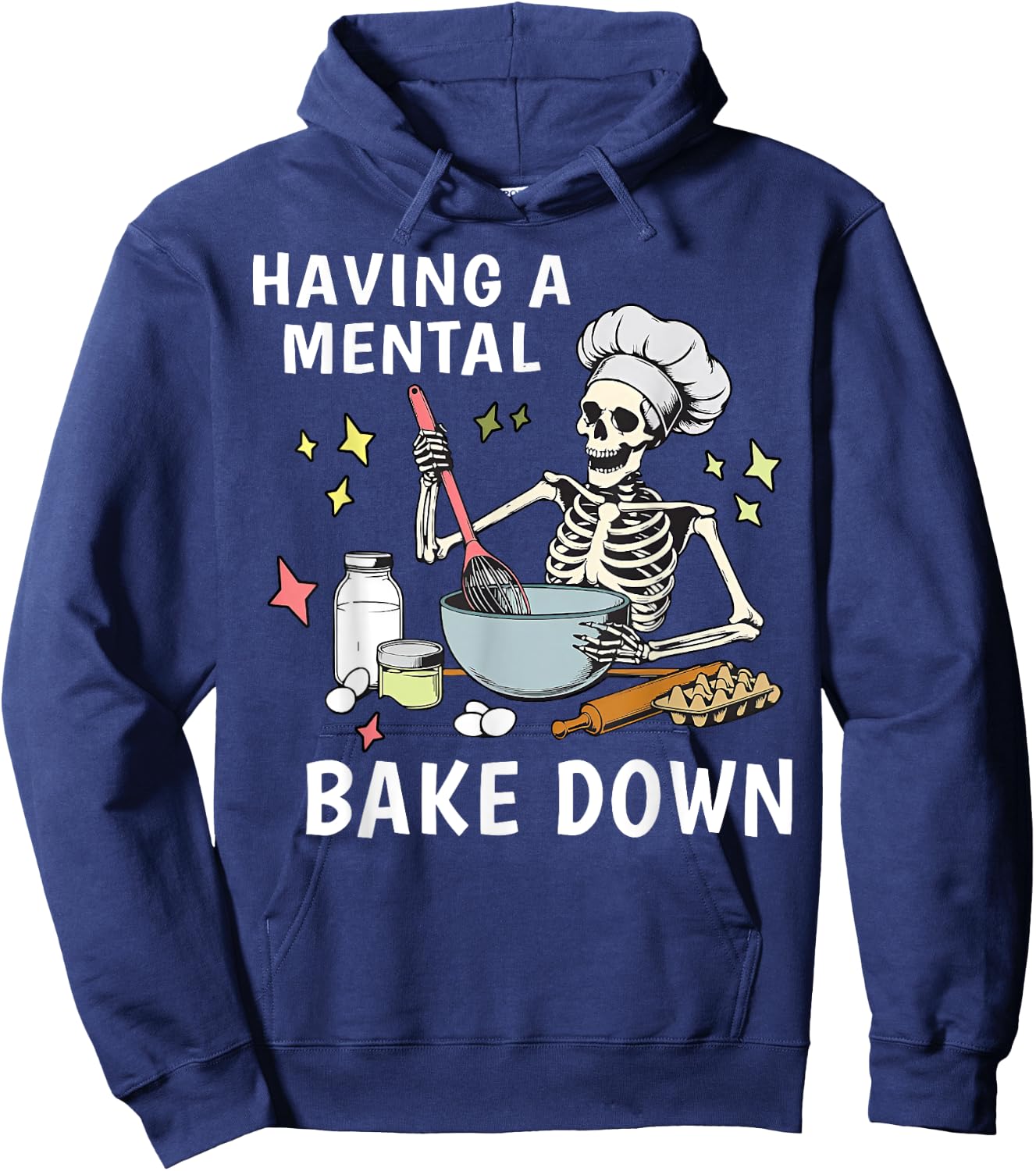 Skeleton Having A Mental Bake Down Hoodie - Hoodie | Navy