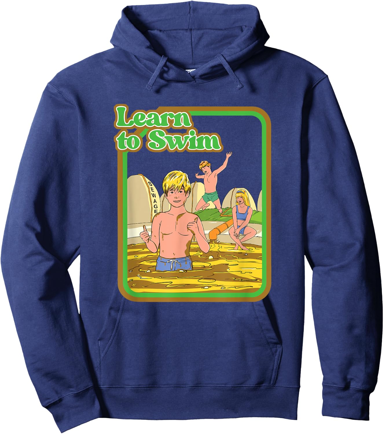Learn To Swim Hilarious Vintage Child Game Hoodie - Hoodie | Navy