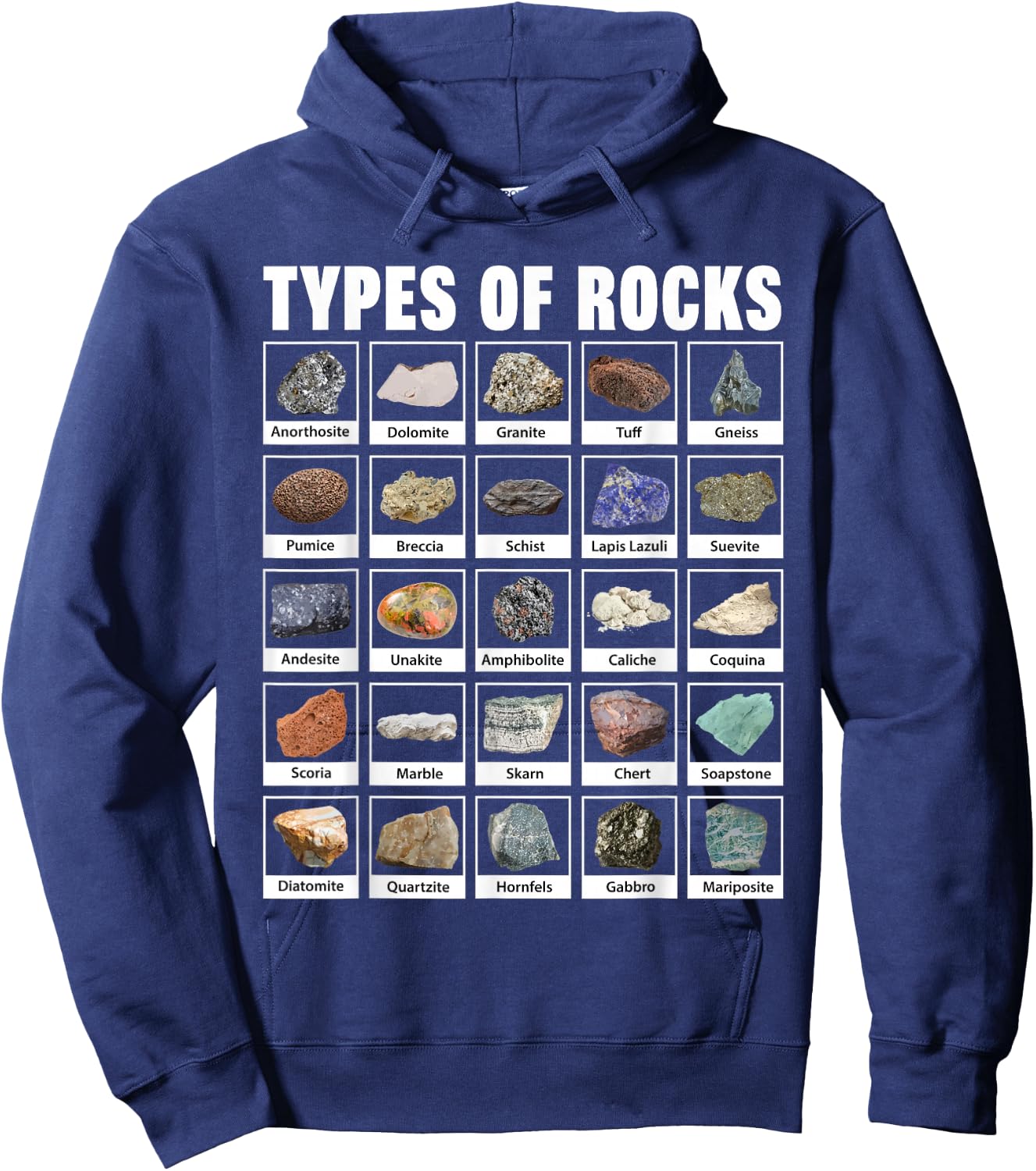 Types of Rocks for Geologists Geology Geologist Hoodie - Hoodie | Navy