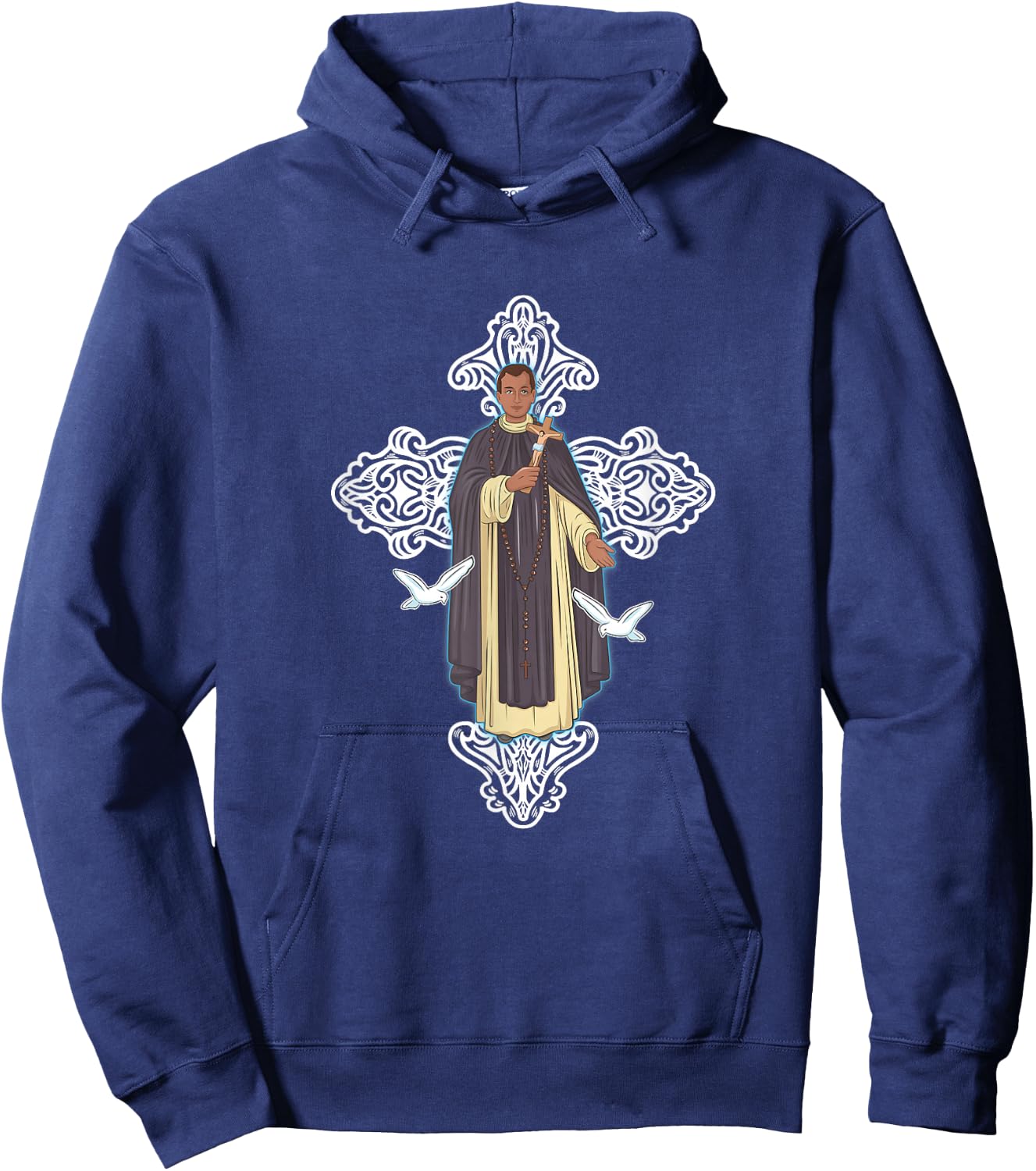 San Martín de Porres y Cruz de Jesucristo Hoodie - Hoodie | Navy