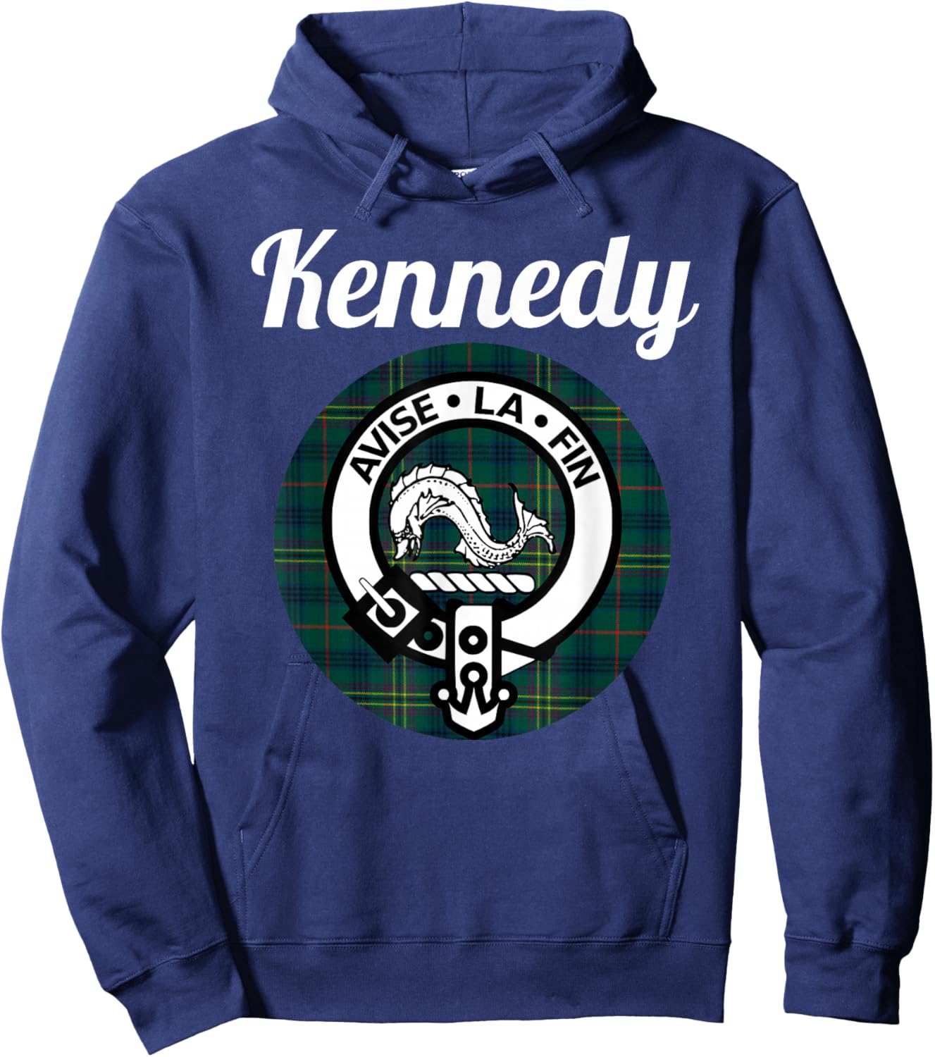 Kennedy Clan Scottish Name Coat Of Arms Tartan Hoodie - Hoodie | Navy
