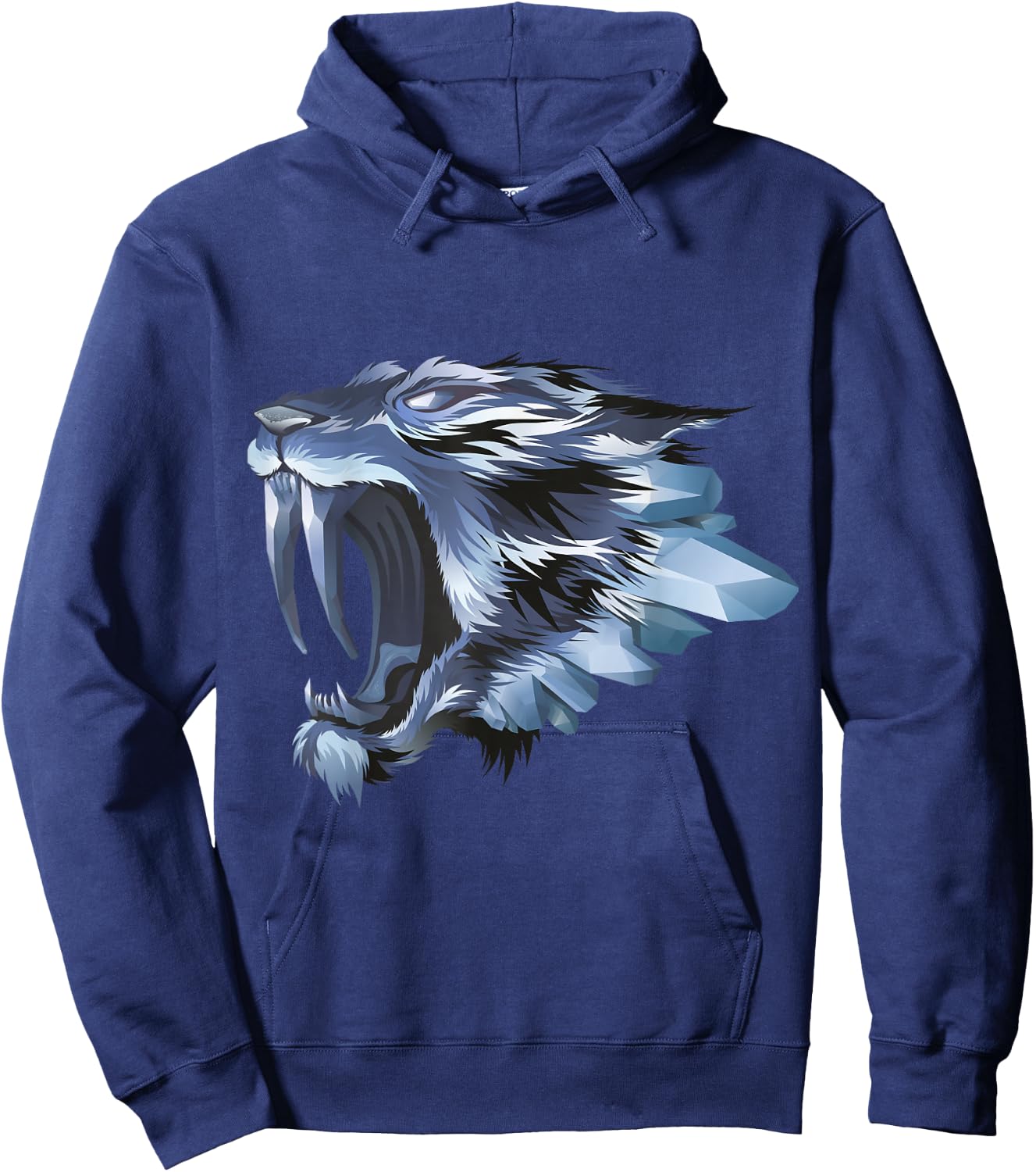 Smilodon Sabertooth Tiger Cat Iced Blue Design Hoodie - Hoodie | Navy