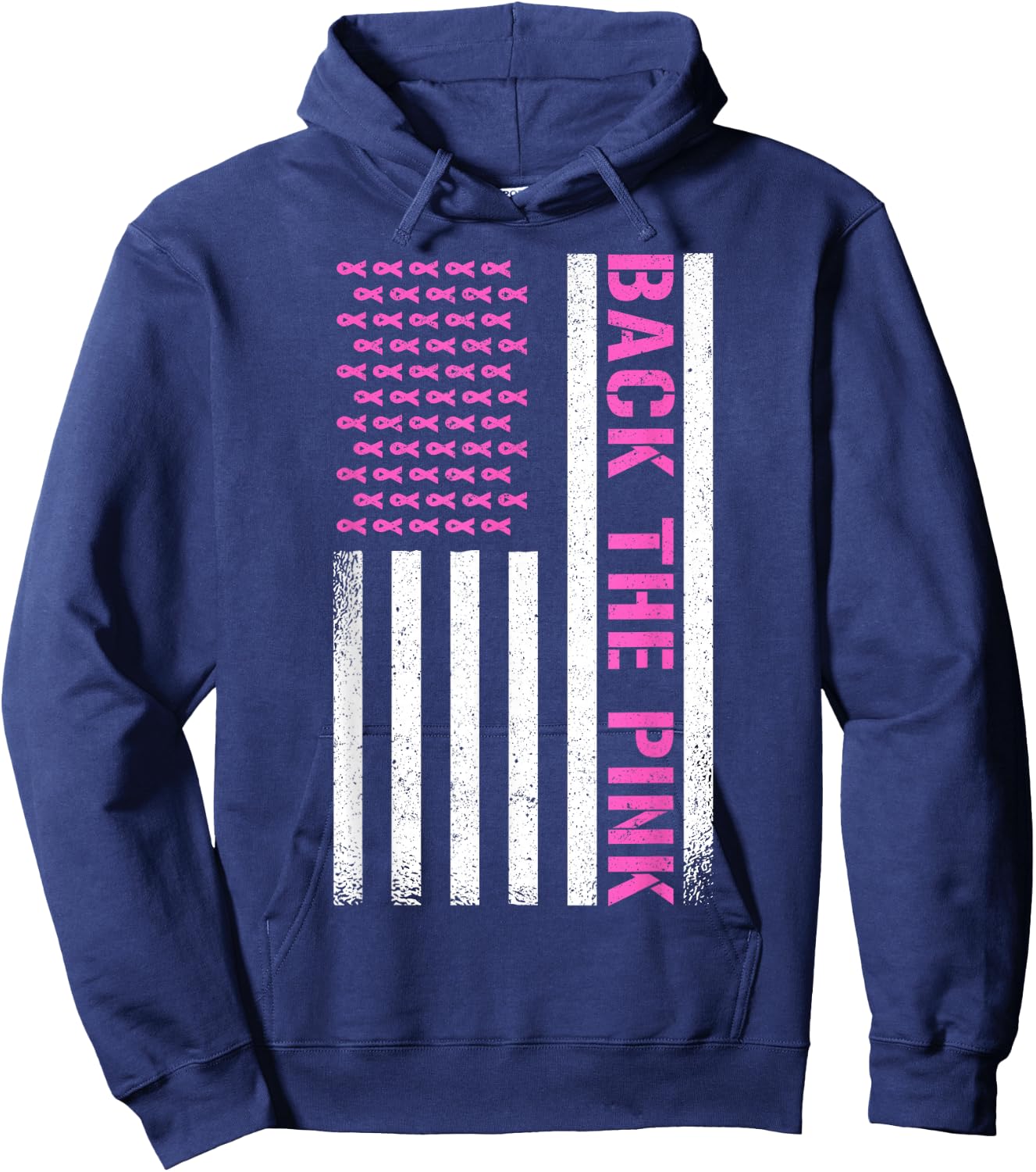 Back The Pink American Flag Hoodie - Hoodie | Navy