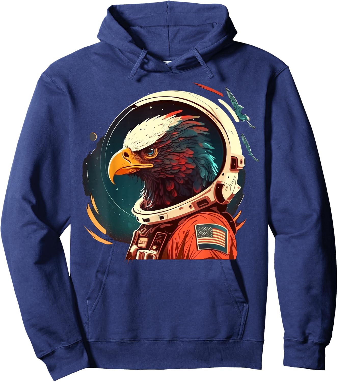 Outer Space Eagle on Galaxy Astronaut Eagle Hoodie - Hoodie | Navy