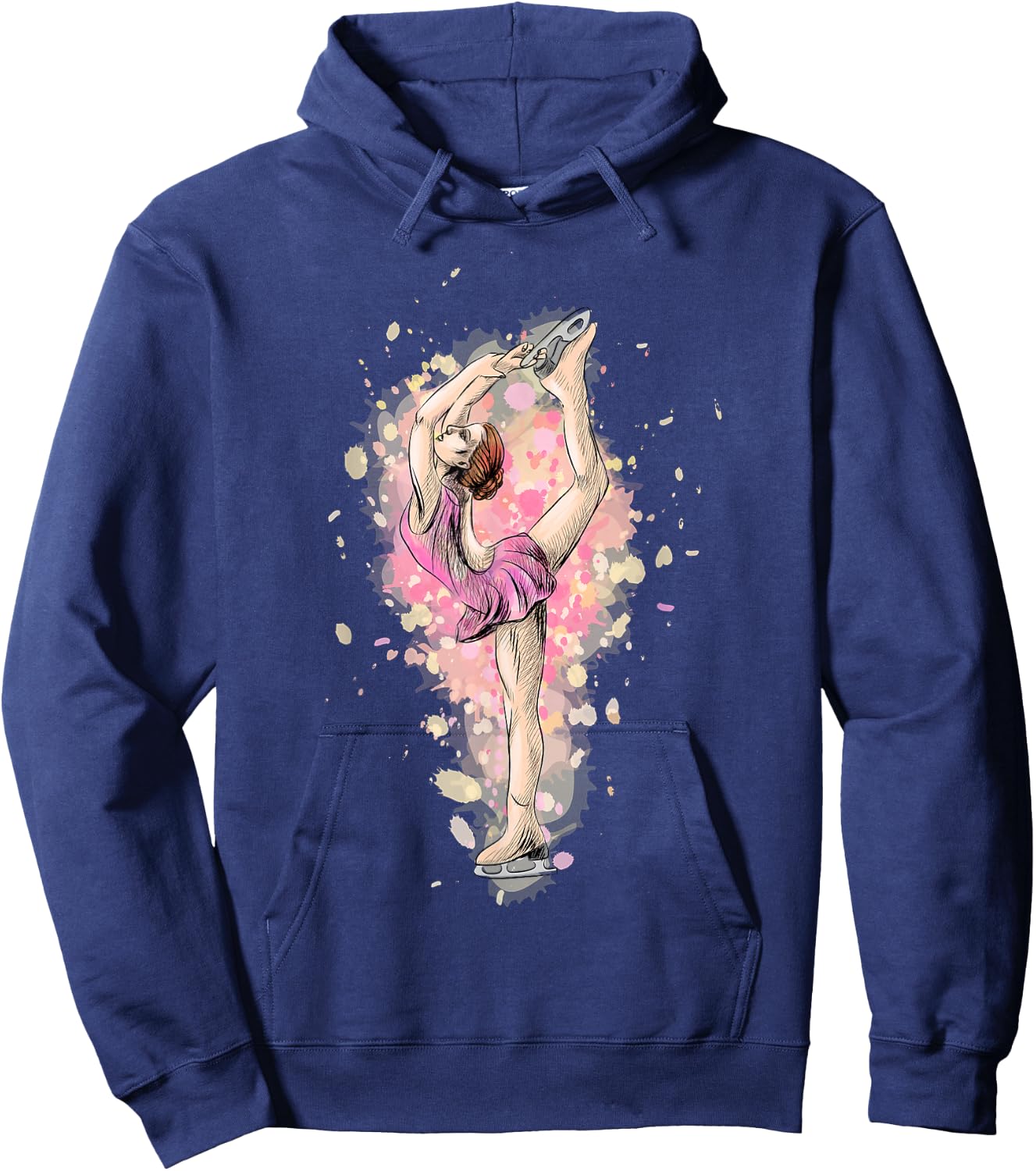 Watercolour Skating Girl Hoodie - Hoodie | Navy