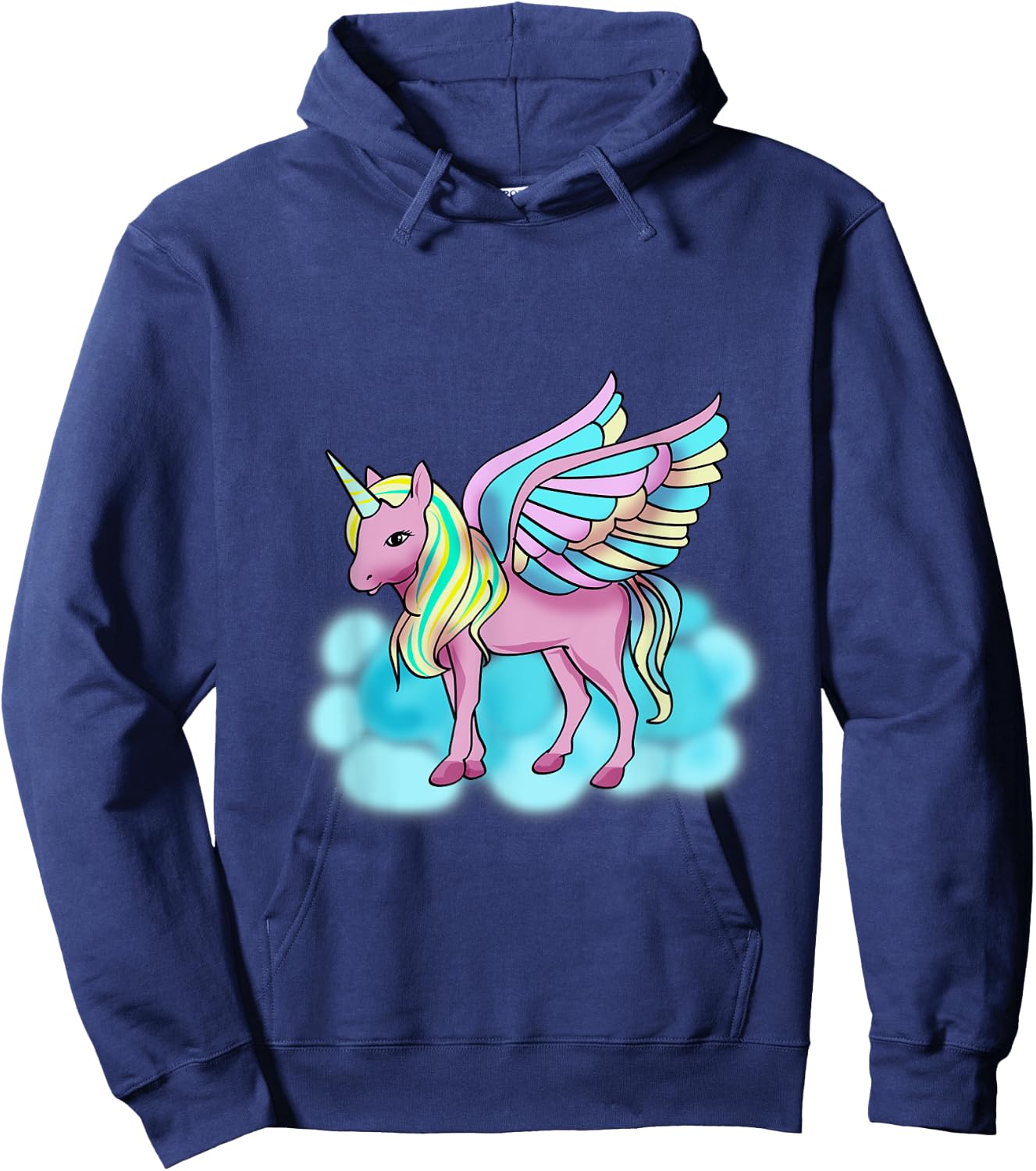 Magical Pink Pegasus with Wings - Unicorn Hoodie - Hoodie | Navy