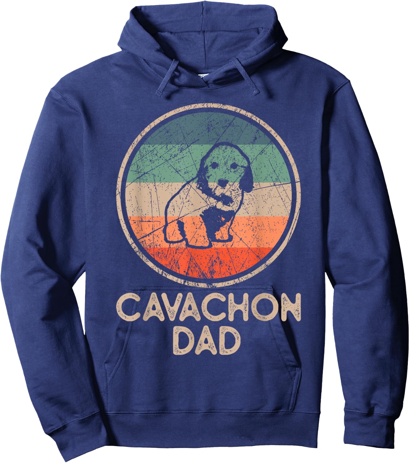 Cavachon Dog - Vintage Cavachon Dad Hoodie - Hoodie | Navy