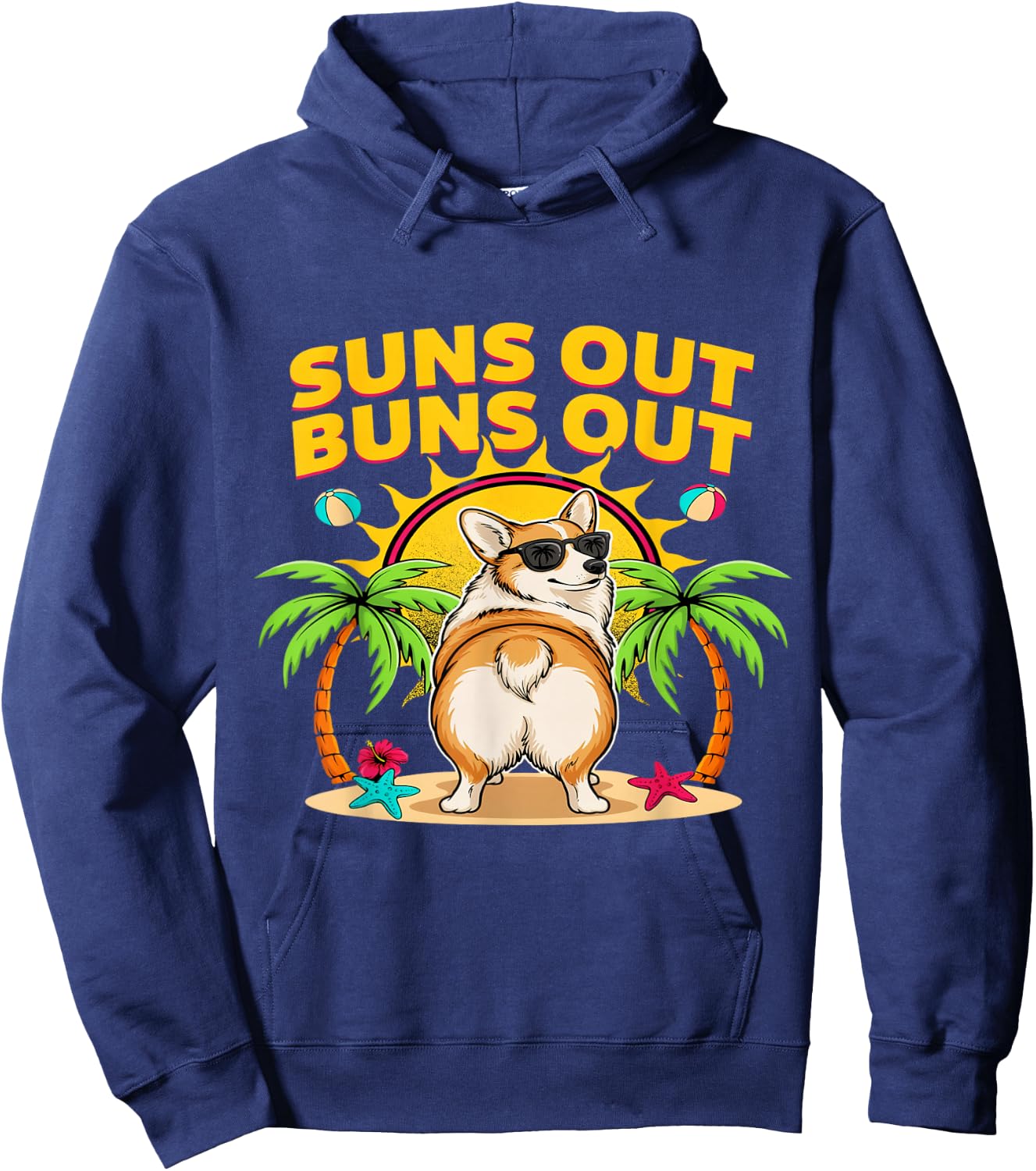 Suns Out Buns Out Corgi Funny Hoodie - Hoodie | Navy